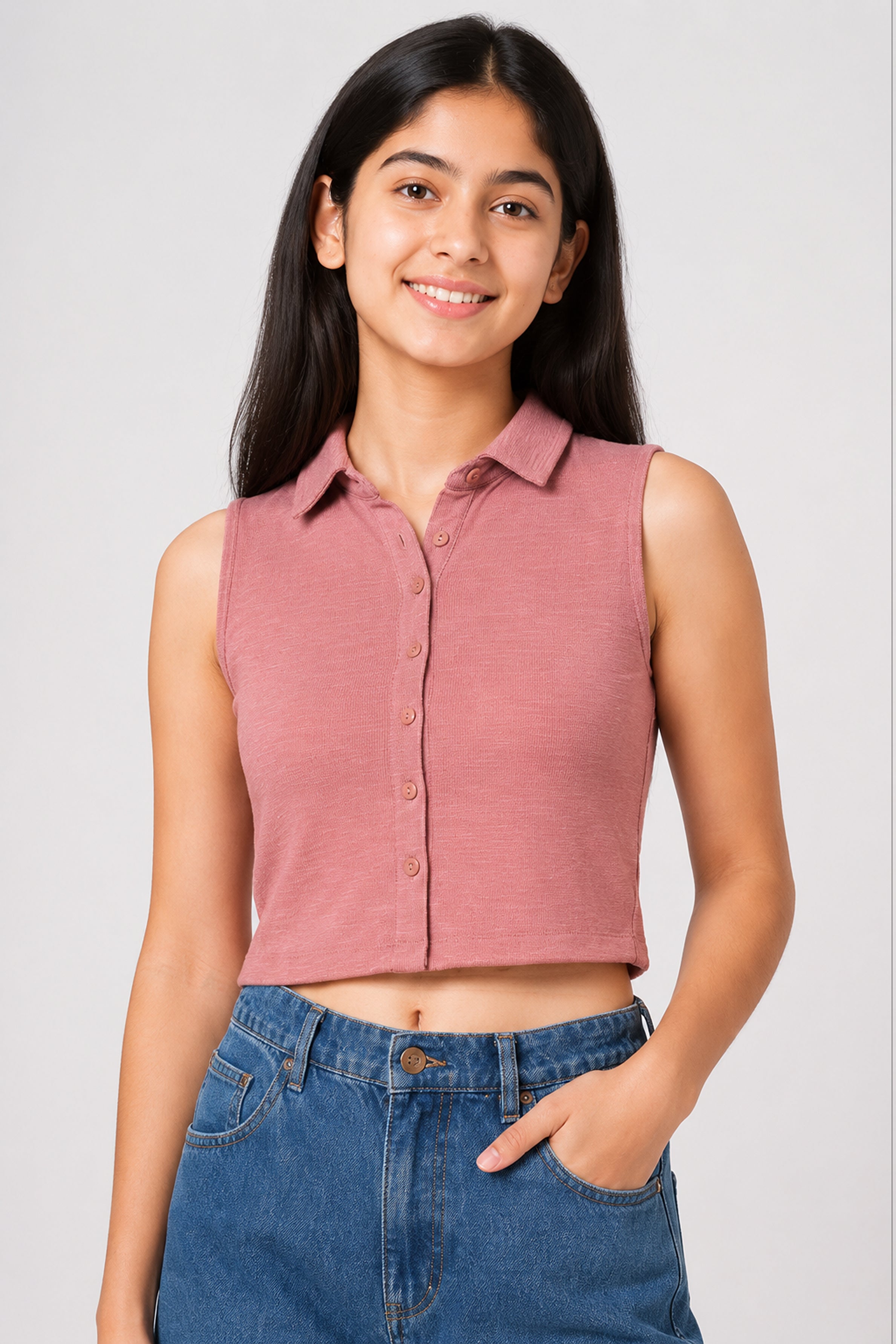 MISS MODANO Kids' Peach Loose-Fit Polo T-Shirt
