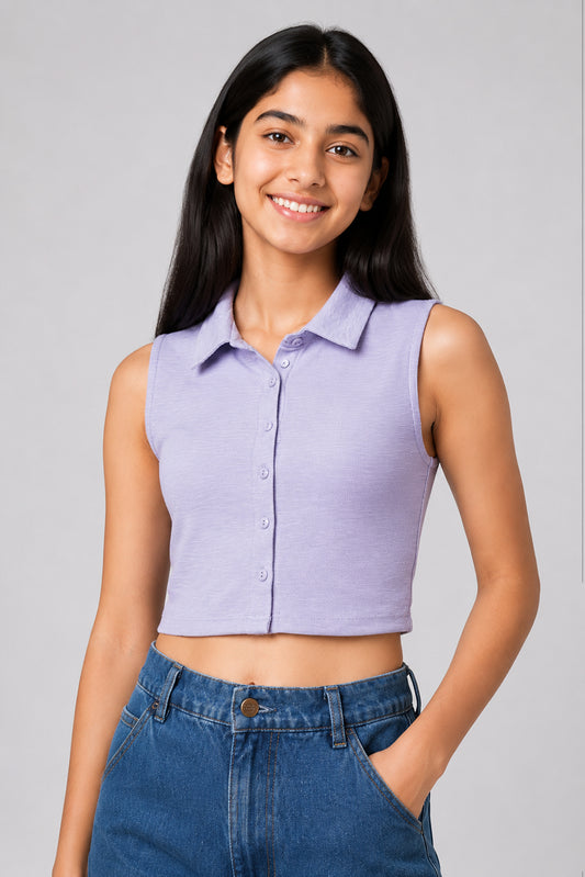 MISS MODANO Kids' Purple Loose-Fit Polo T-Shirt