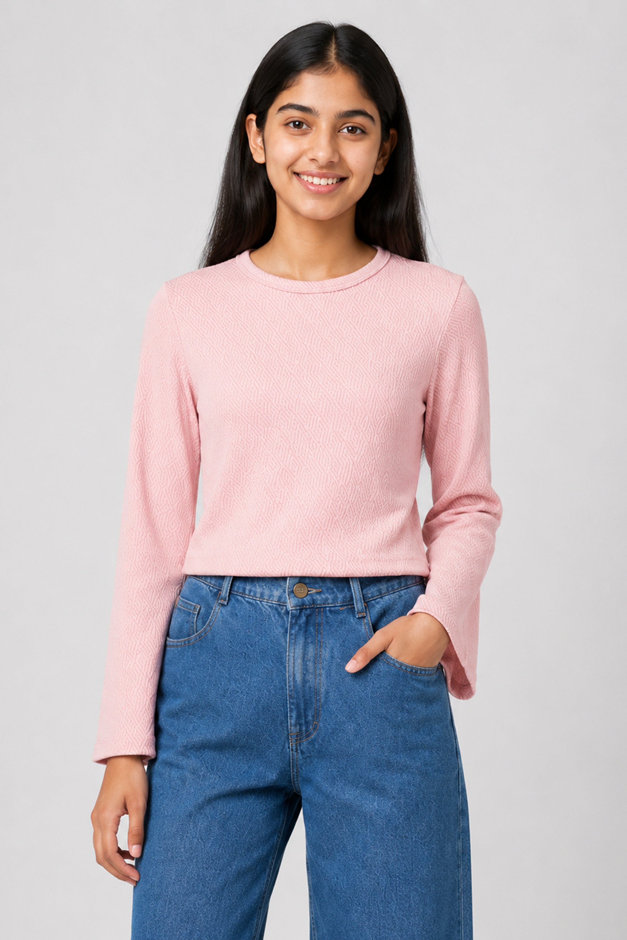 MISS MODANO Kid's Crew Neck Tees - Pink