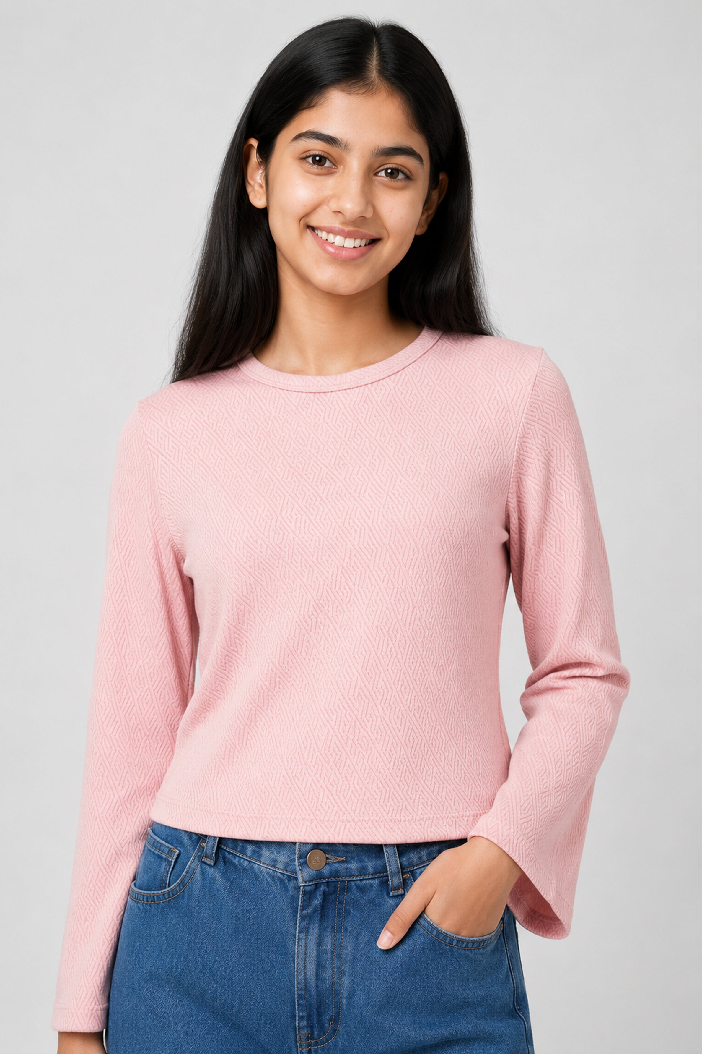 MISS MODANO Kid's Crew Neck Tees - Pink