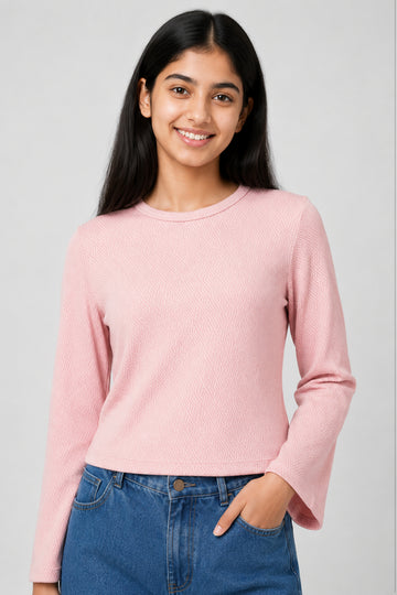 MISS MODANO Kid's Crew Neck Tees - Pink