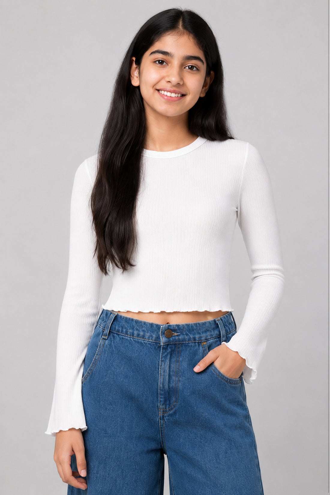 MISS MODANO Kids' White Crew Neck T-Shirt