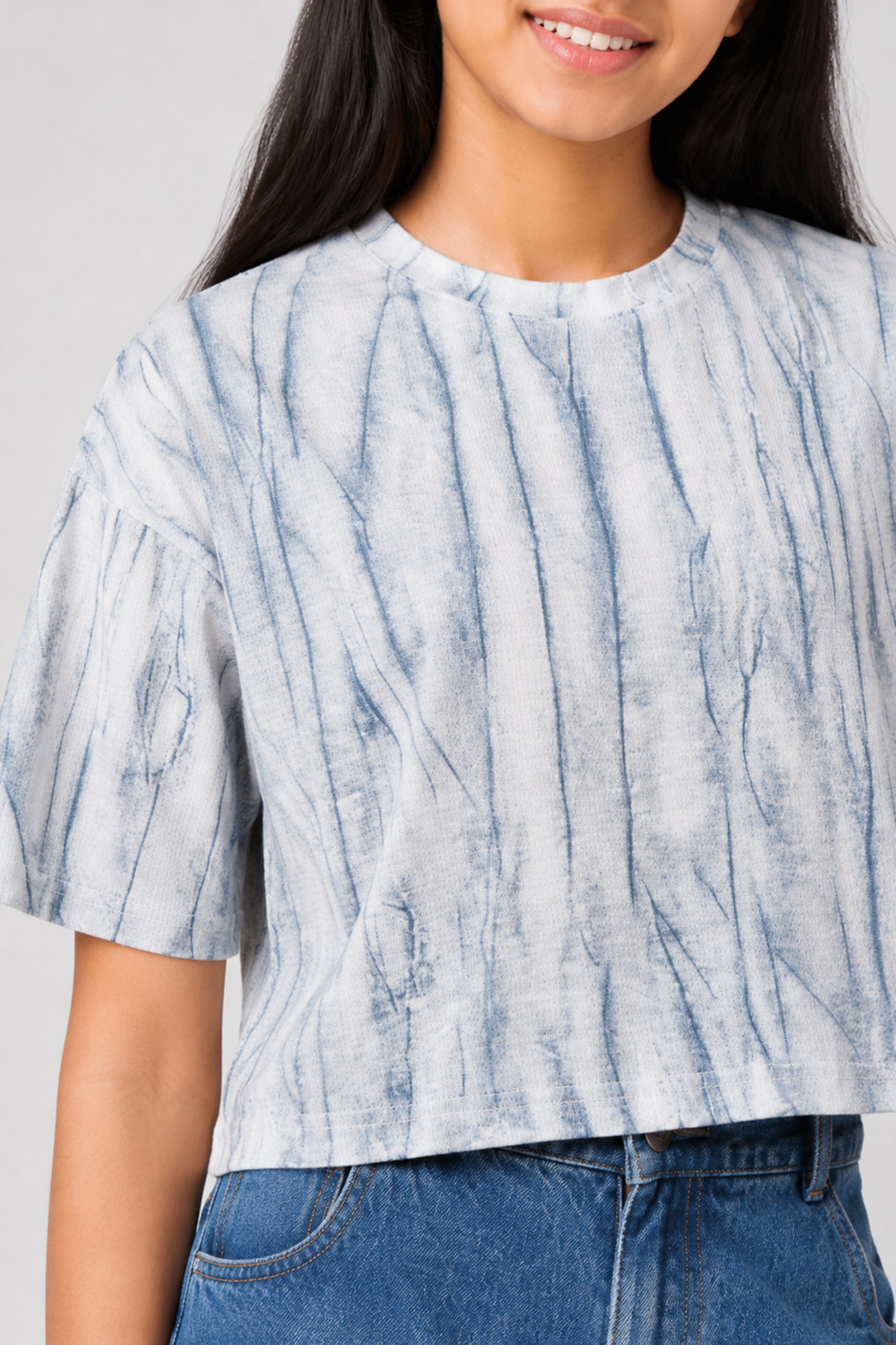 MISS MODANO Kid's Crew Neck Oversized Tees - Navy Blue