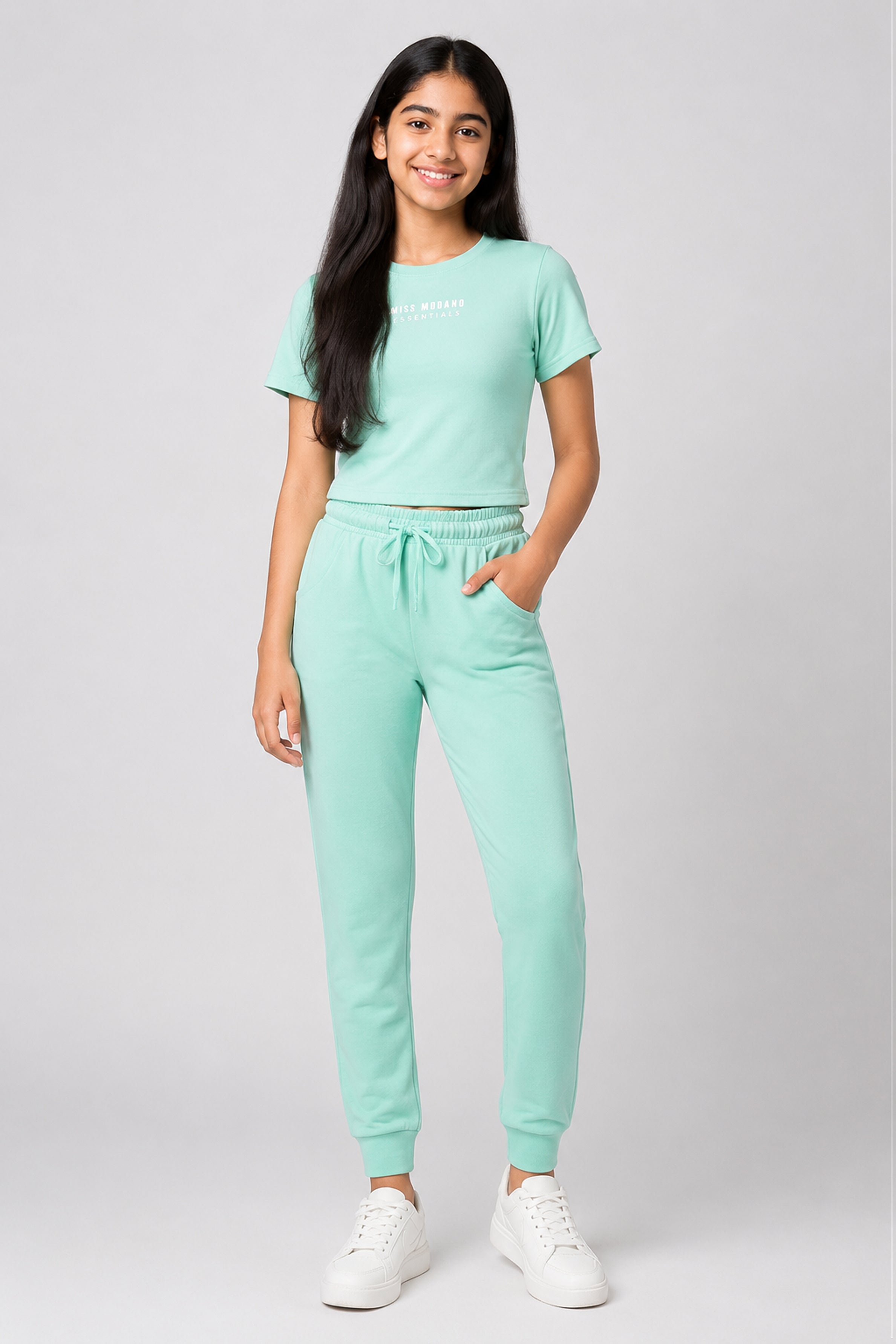 MISS MODANO Kid's Crew Neck Tees - Mint Green