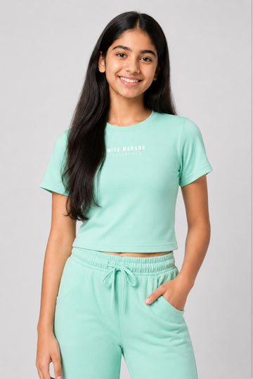 MISS MODANO Kid's Crew Neck Tees - Mint Green