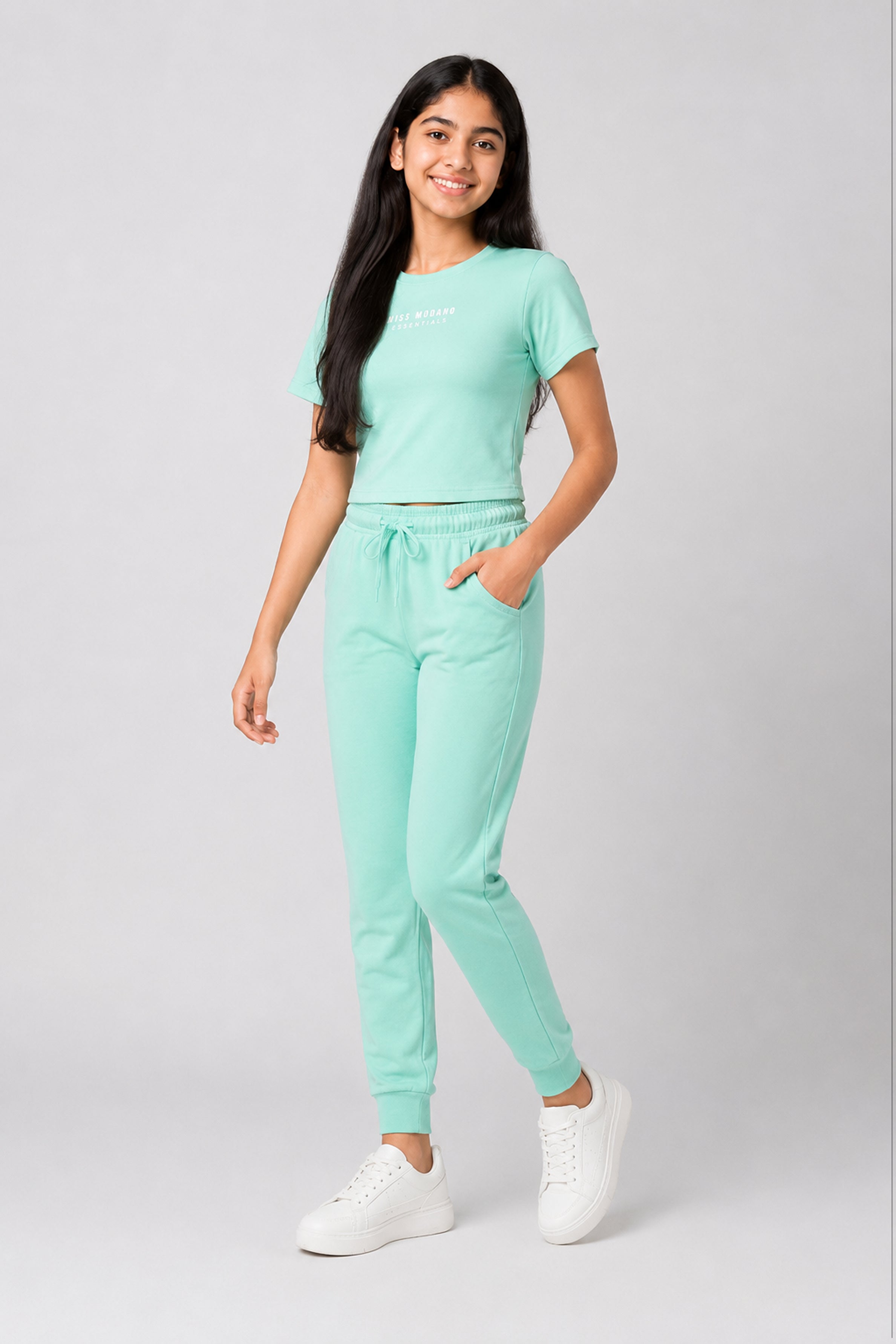 MISS MODANO Kids' Mint Green Crew Neck T-Shirt