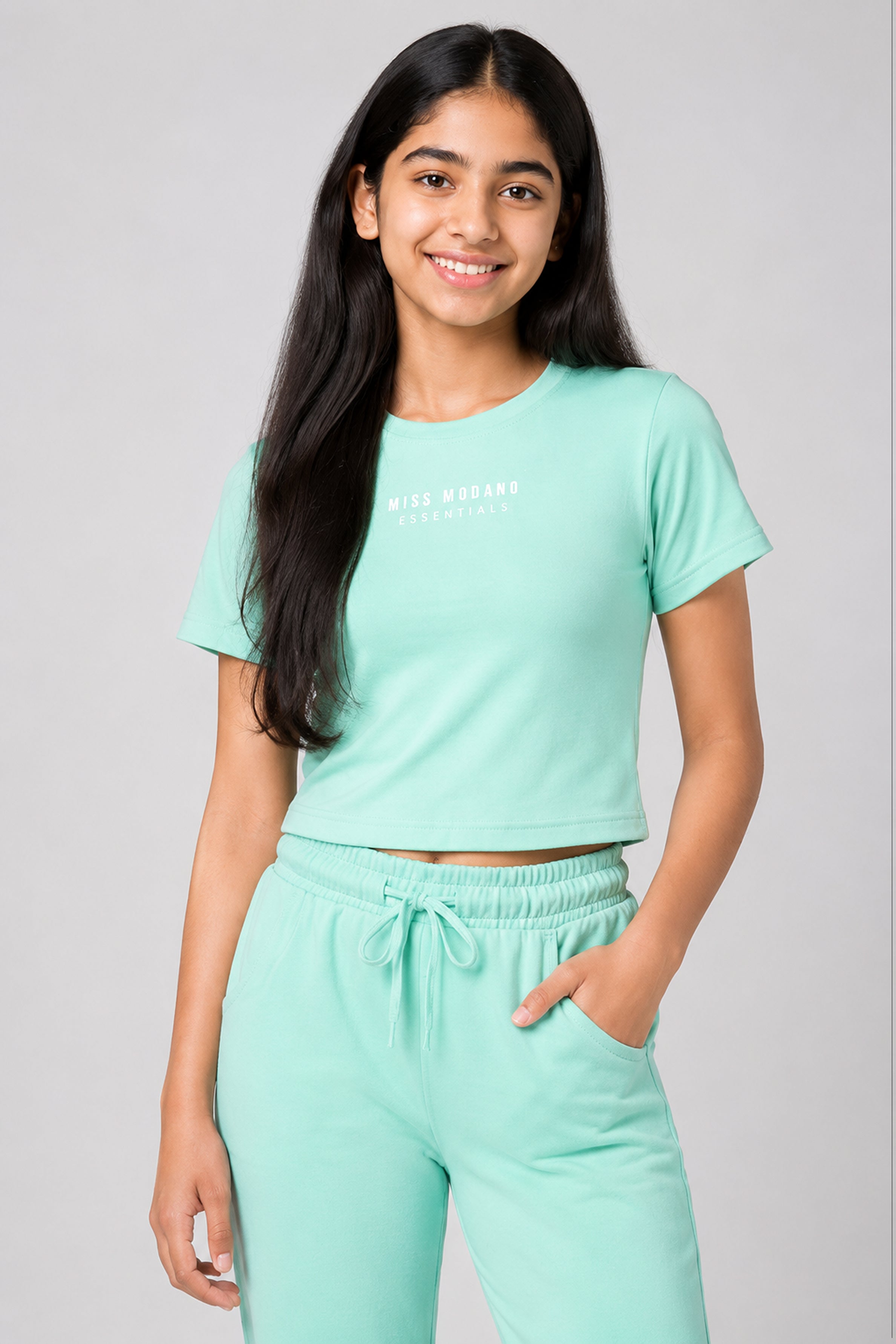 MISS MODANO Kid's Crew Neck Tees - Mint Green