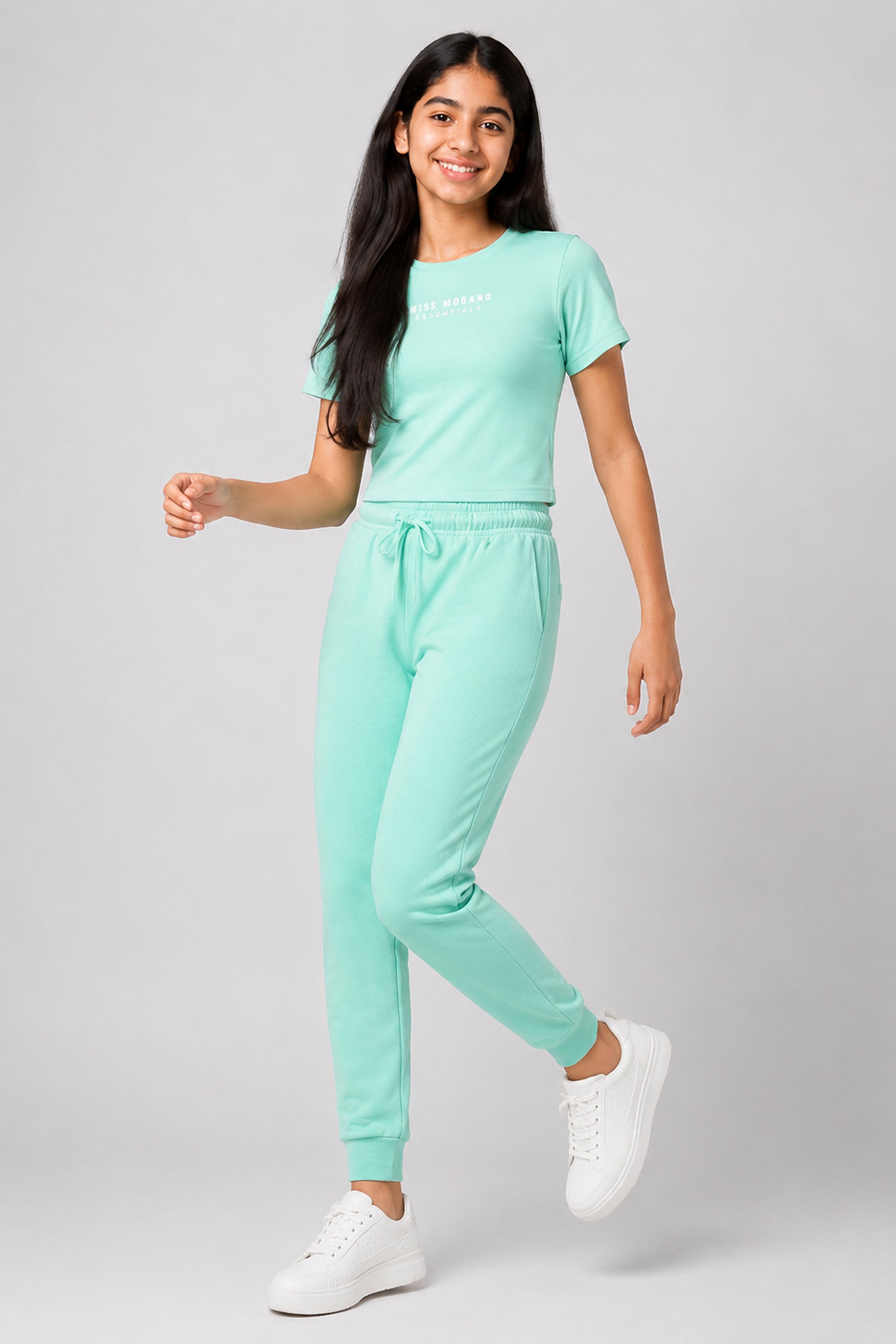 MISS MODANO Kids' Mint Green Crew Neck T-Shirt