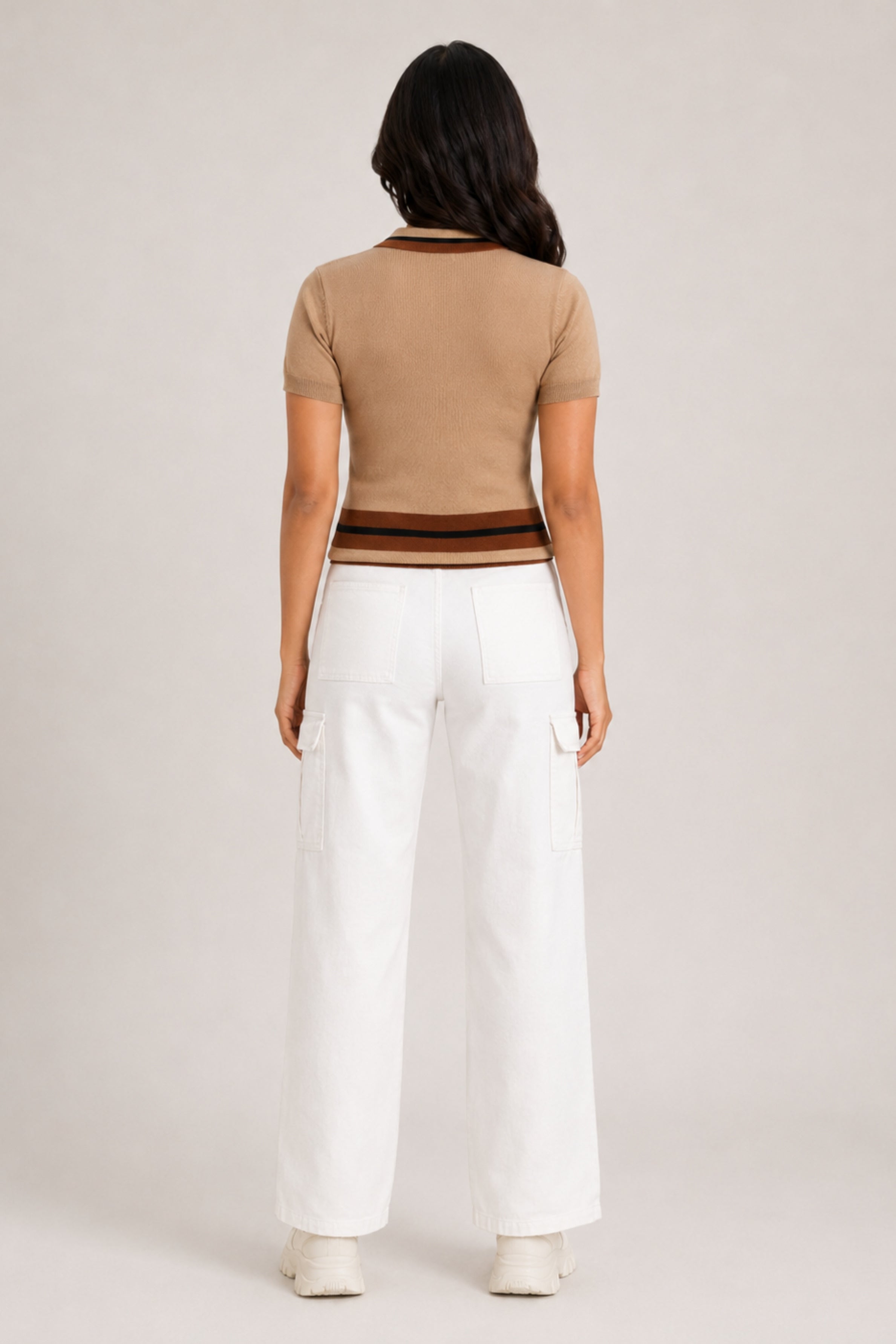 MODANO Regular Fit Full-Zip T-Shirt - Beige