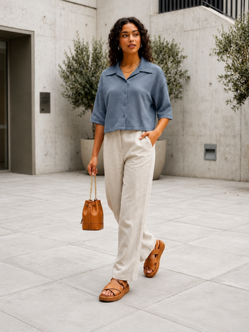 MODANO Ladies Casual Crop Top - Blue