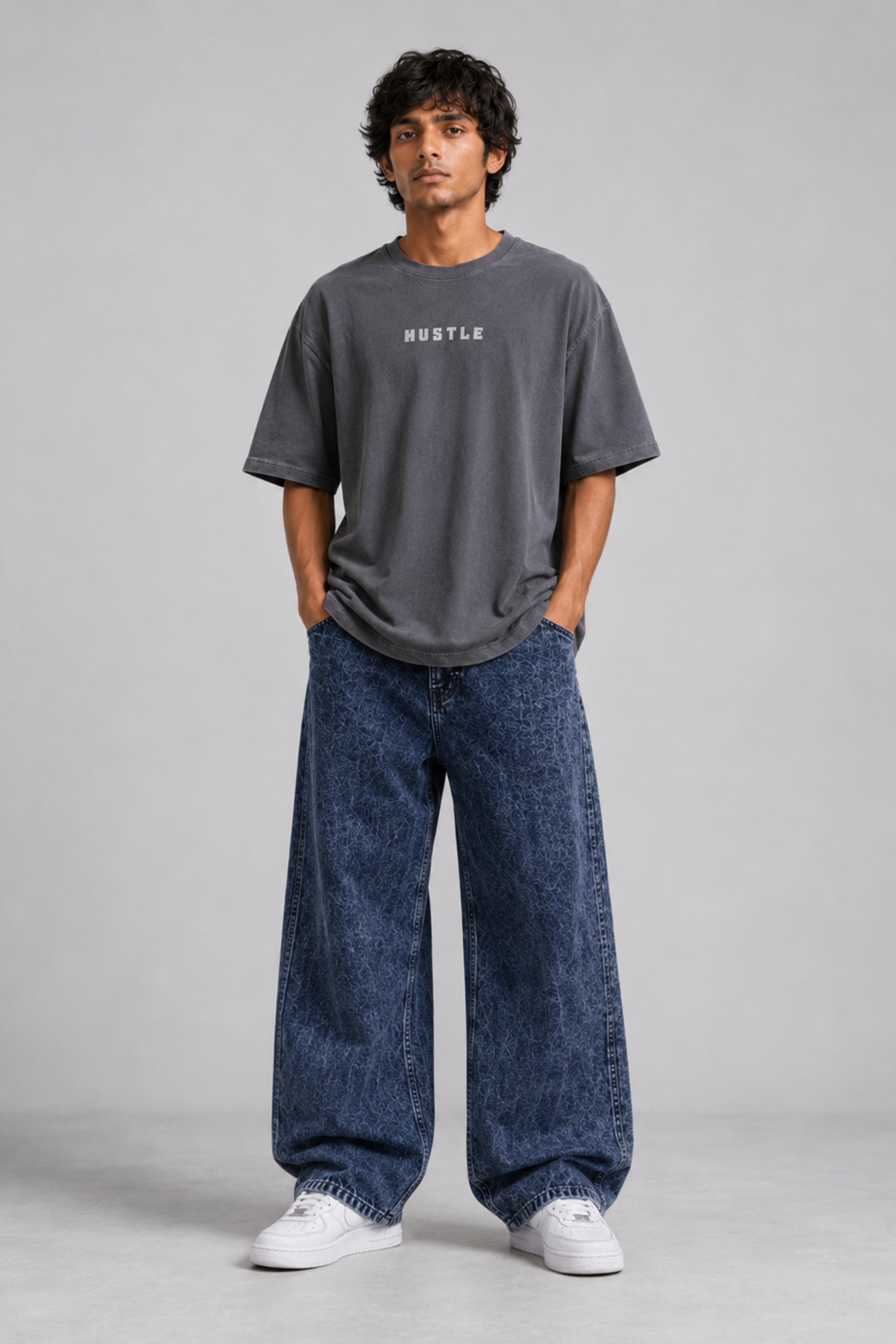 HUSTLE Men's Oversized T-Shirt - Gray
