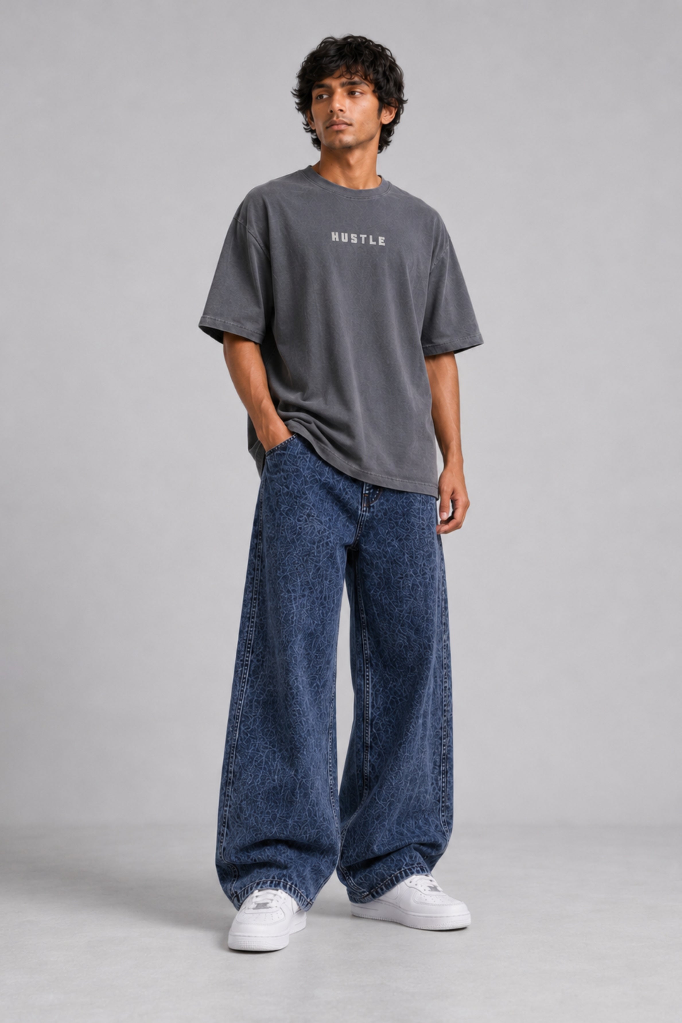 HUSTLE Men's Oversized T-Shirt - Gray