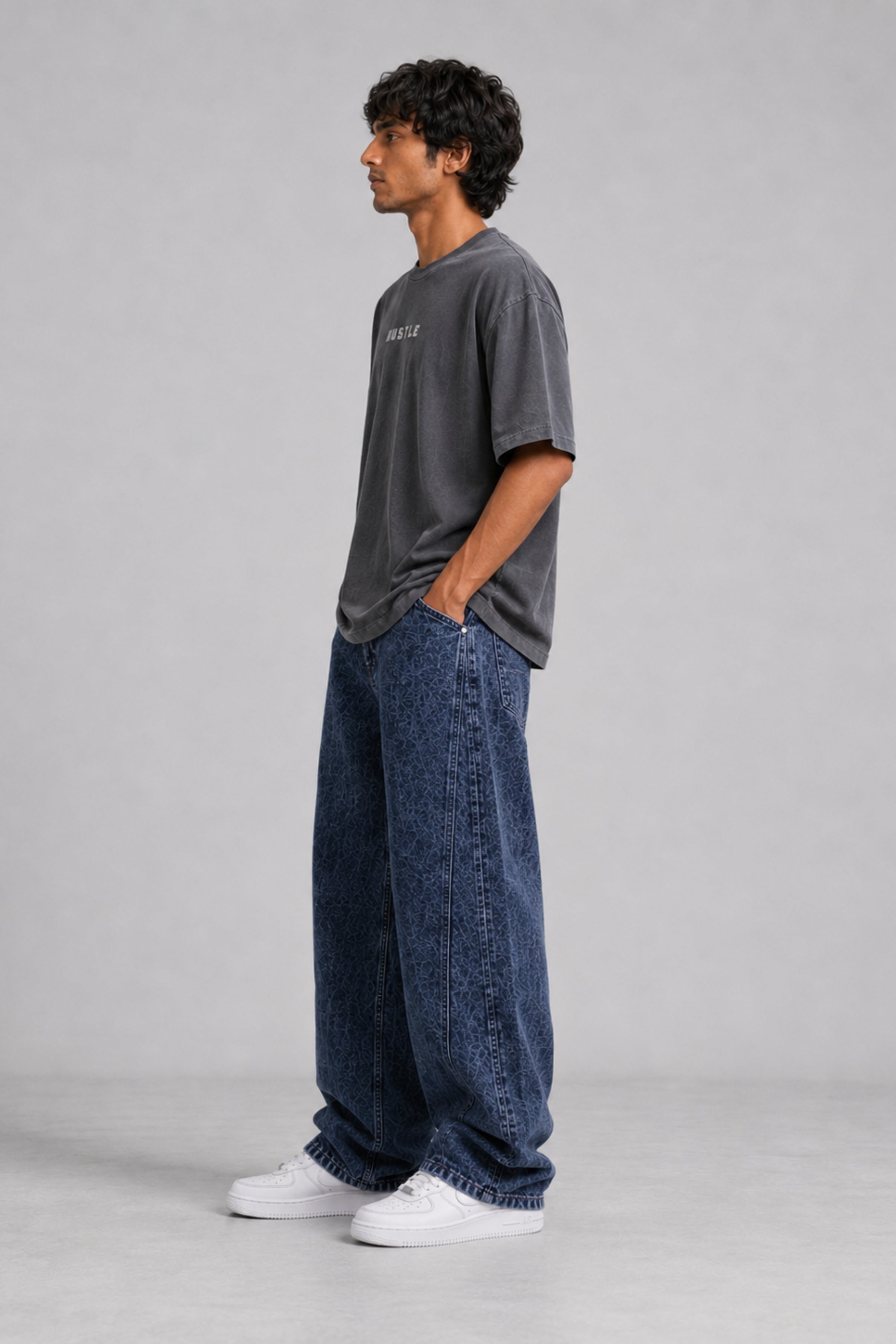 HUSTLE Men's Oversized T-Shirt - Gray