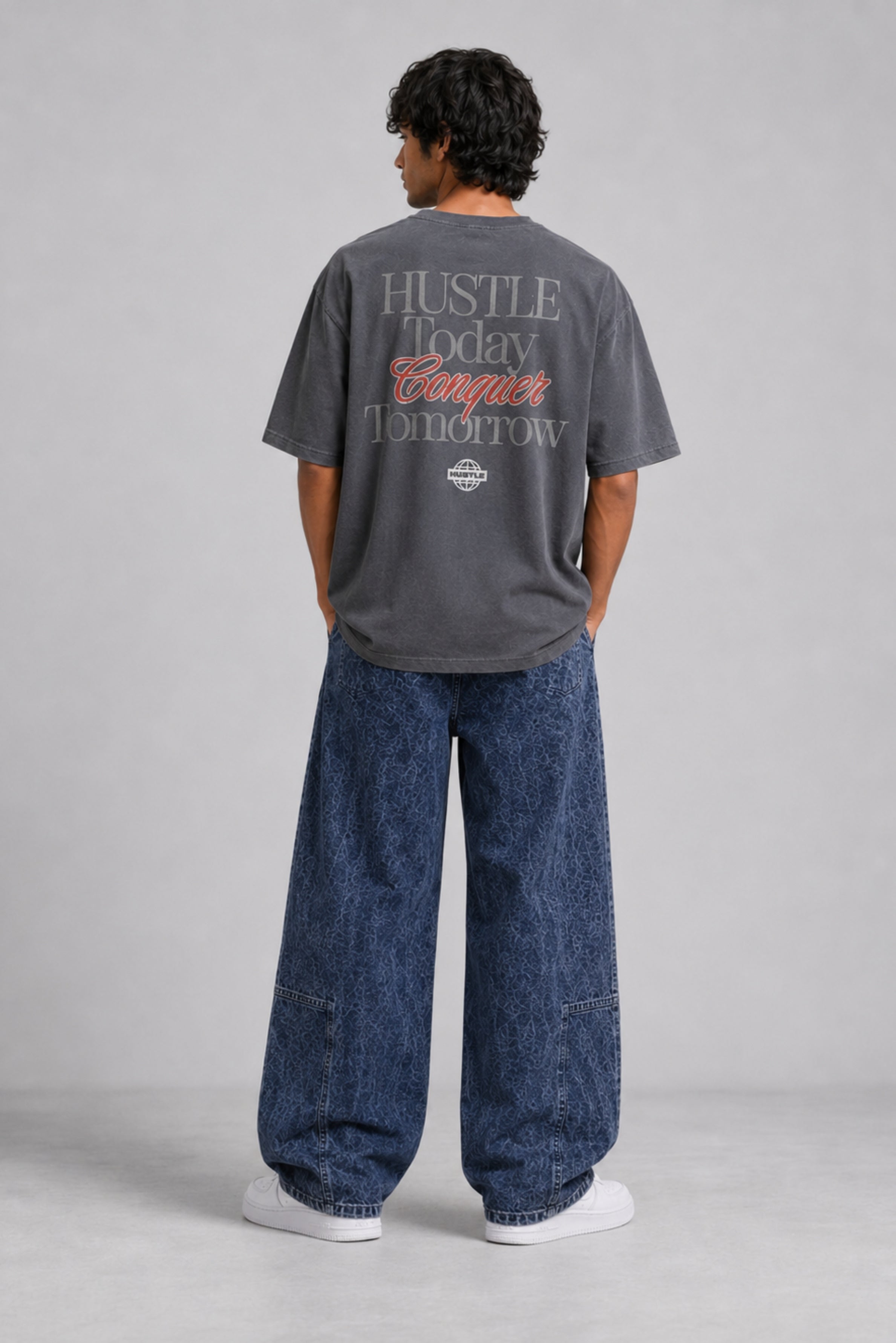 HUSTLE Men's Oversized T-Shirt - Gray