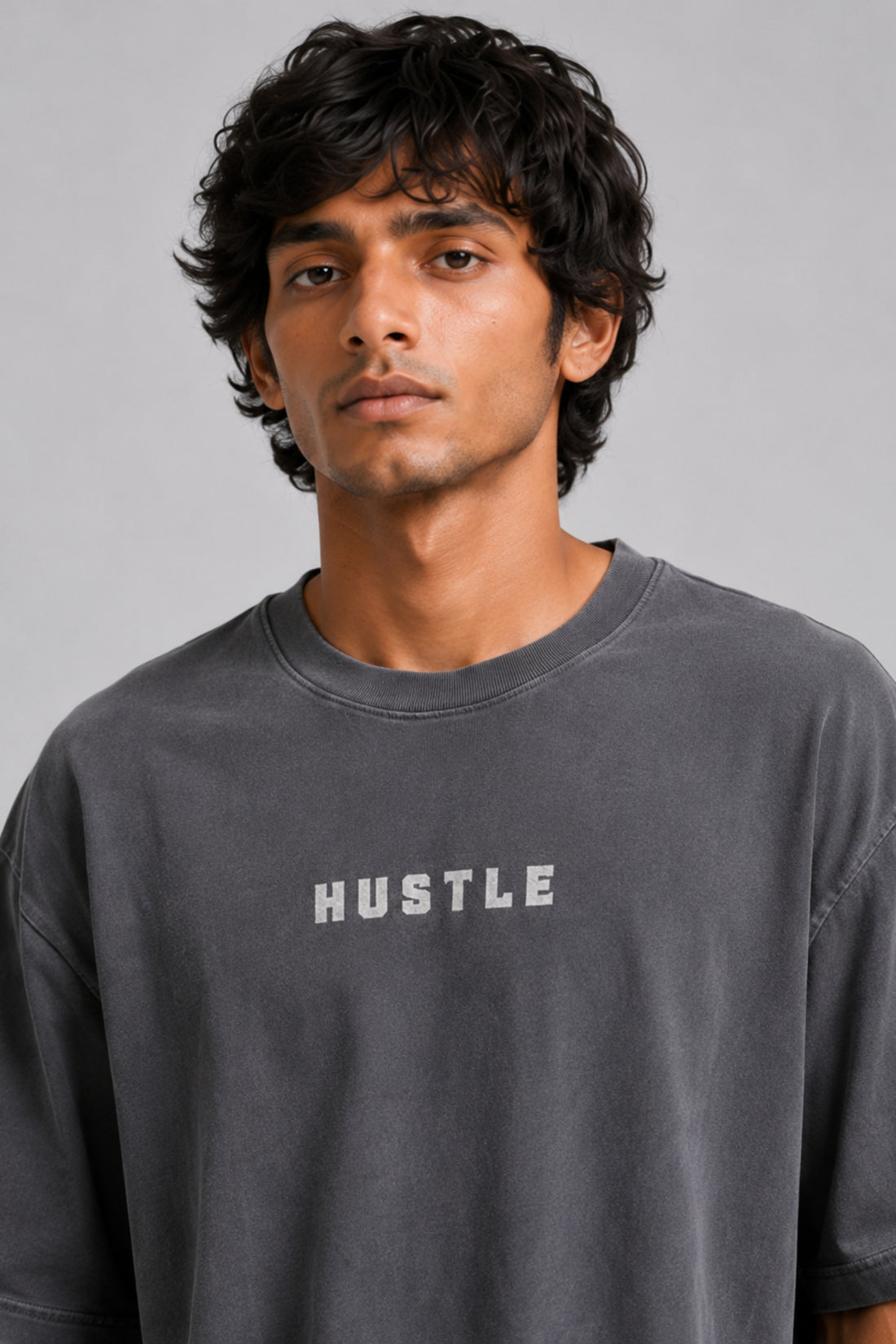 HUSTLE Men's Oversized T-Shirt - Gray