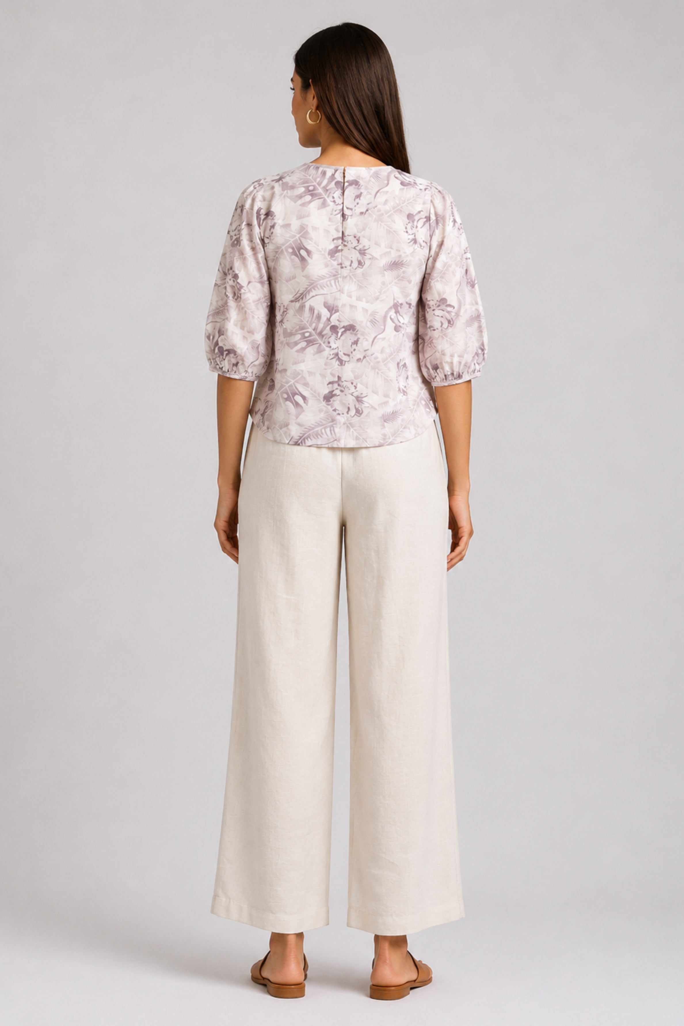 ENVOGUE Women's Linen Blouse-Purple