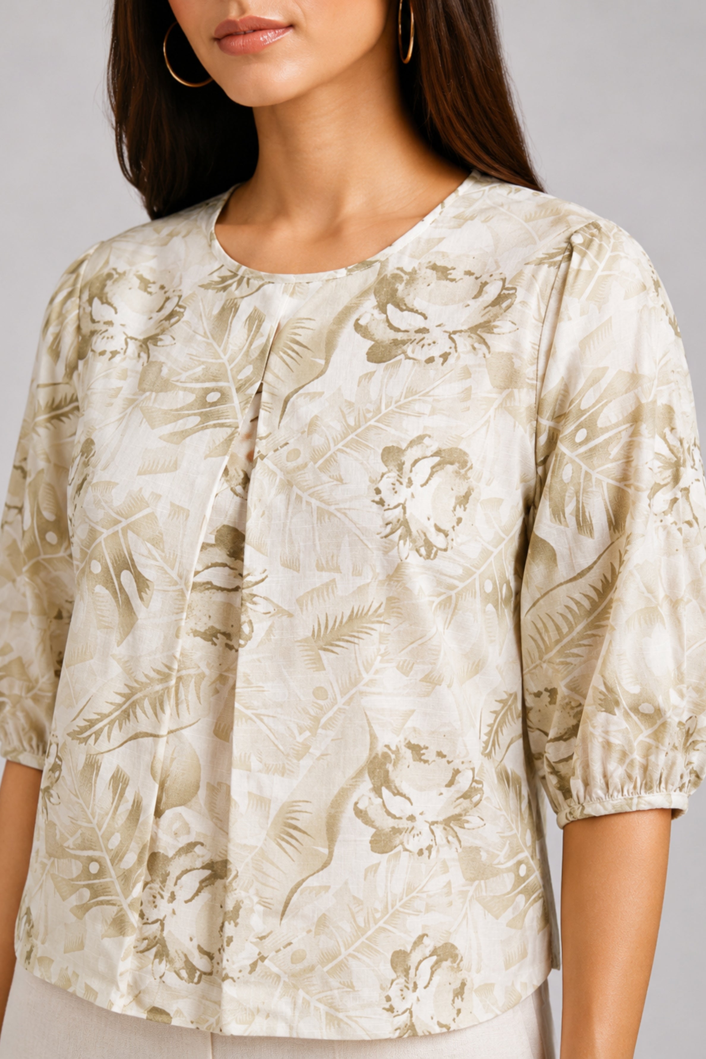 ENVOGUE Women's Linen Blouse-Green