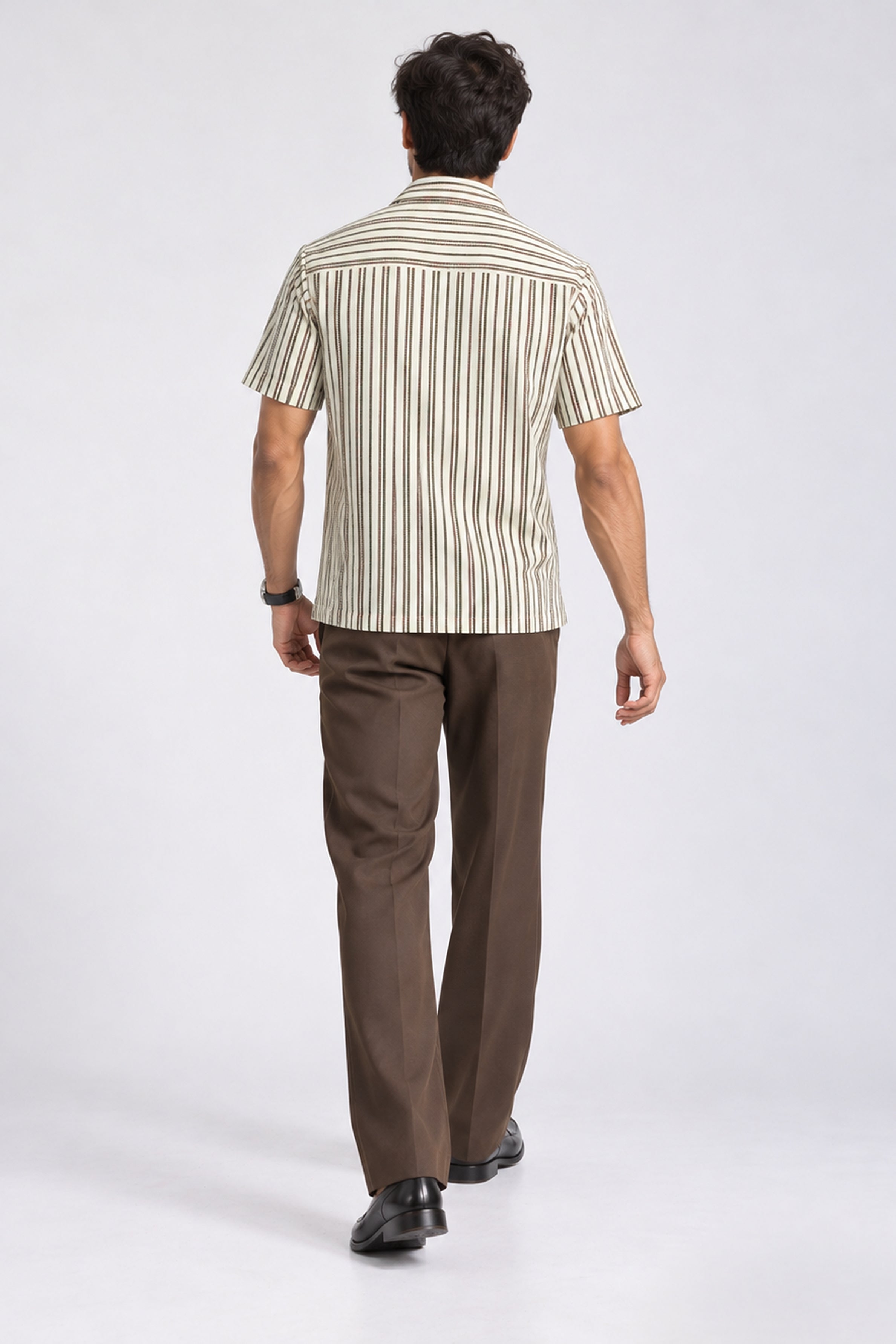 KING STREET Men's Casual Short Sleeve Shirt - Light Brown