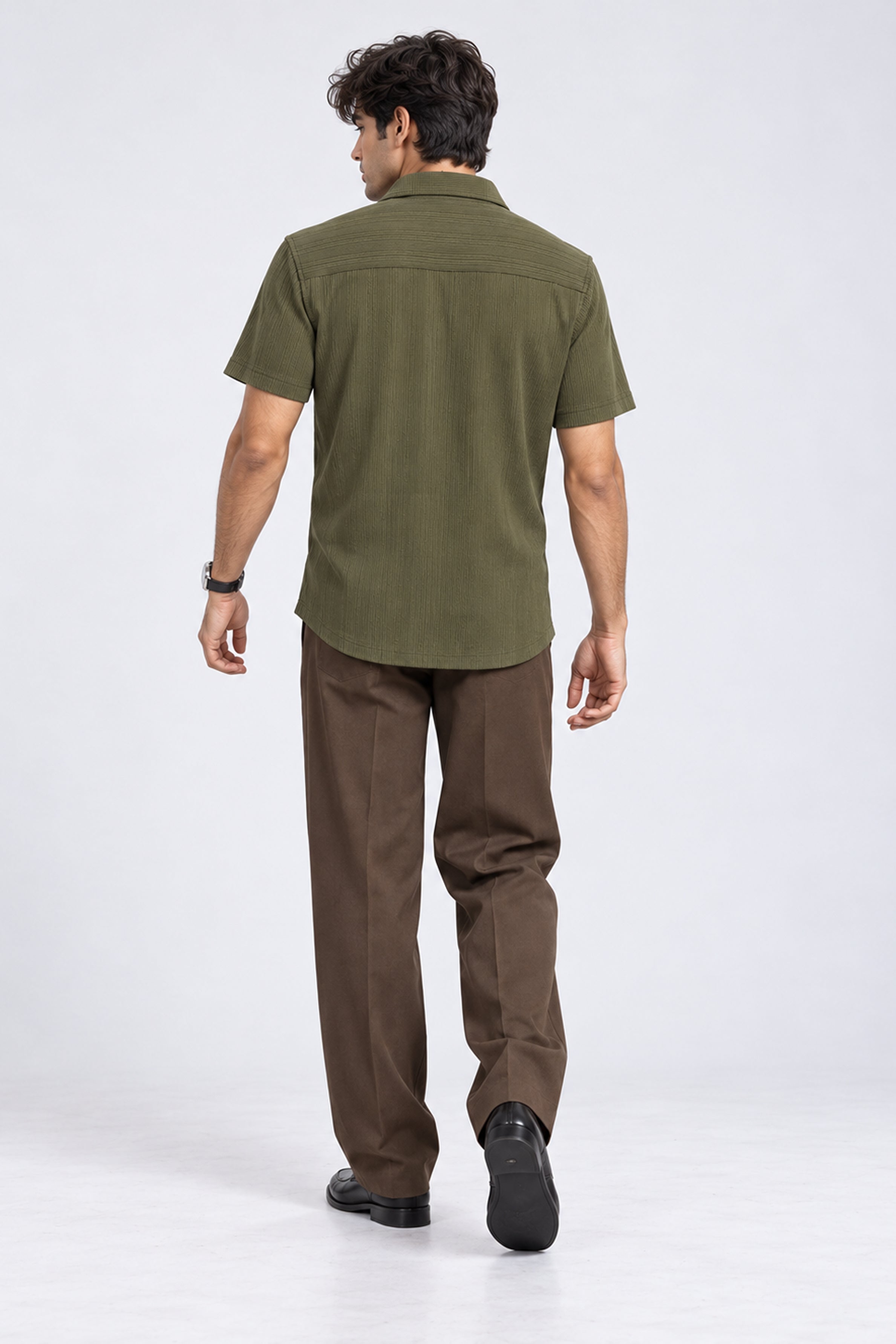 KING STREET Men's Casual Short Sleeve Shirt - Green
