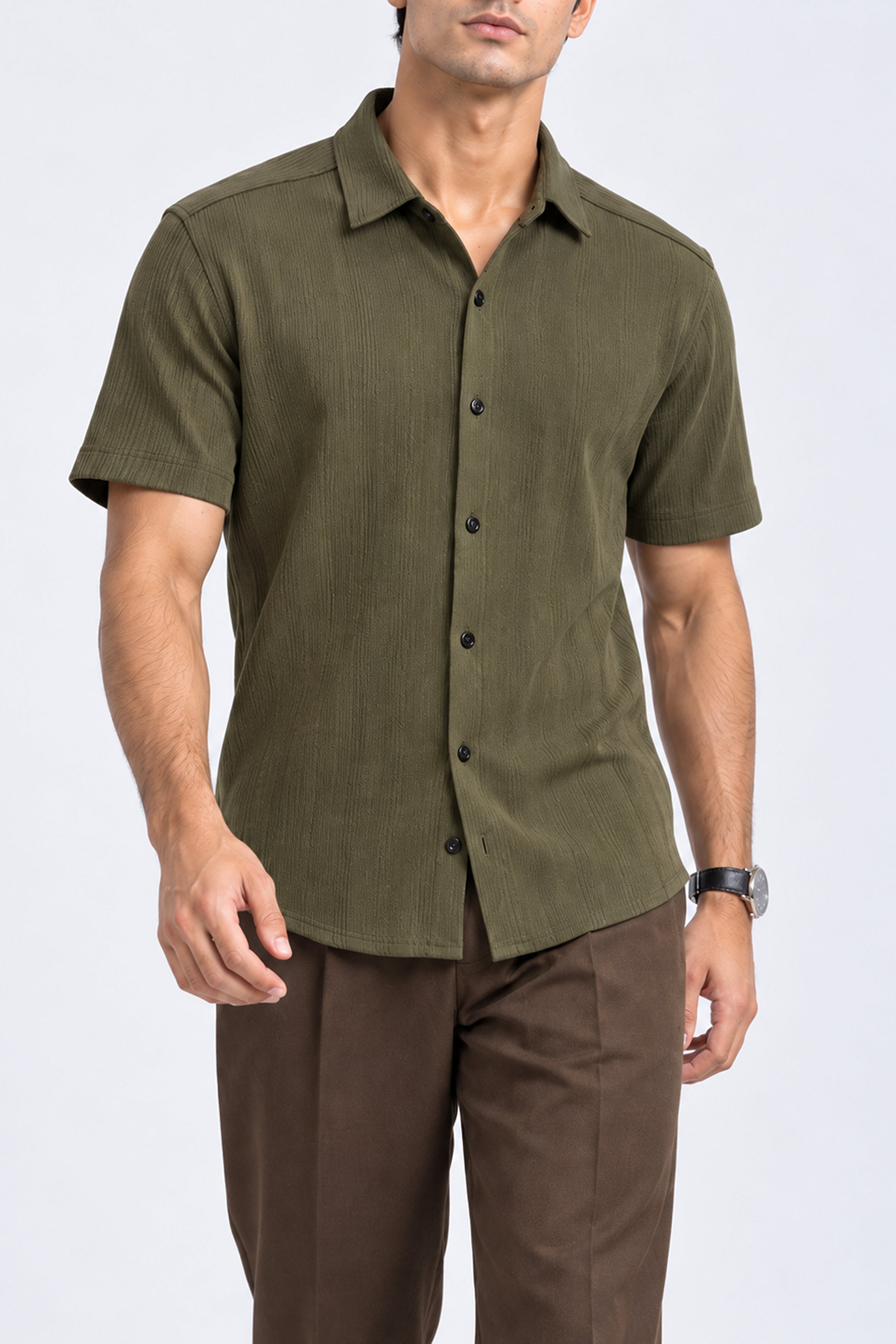 KING STREET Men's Casual Short Sleeve Shirt - Green