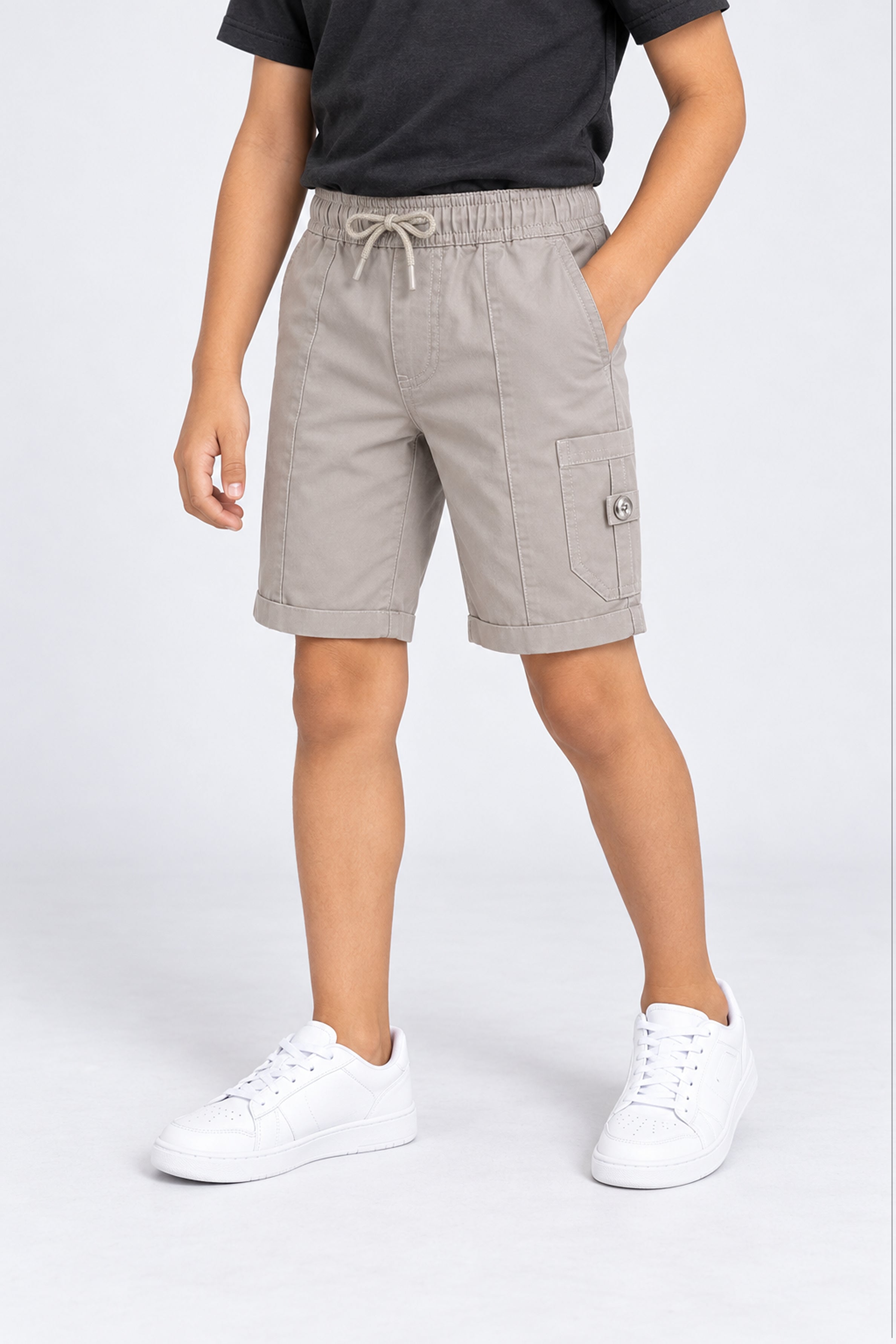 HUSTLE JUNIOR Loose Fit Cargo Short - Dark Gray