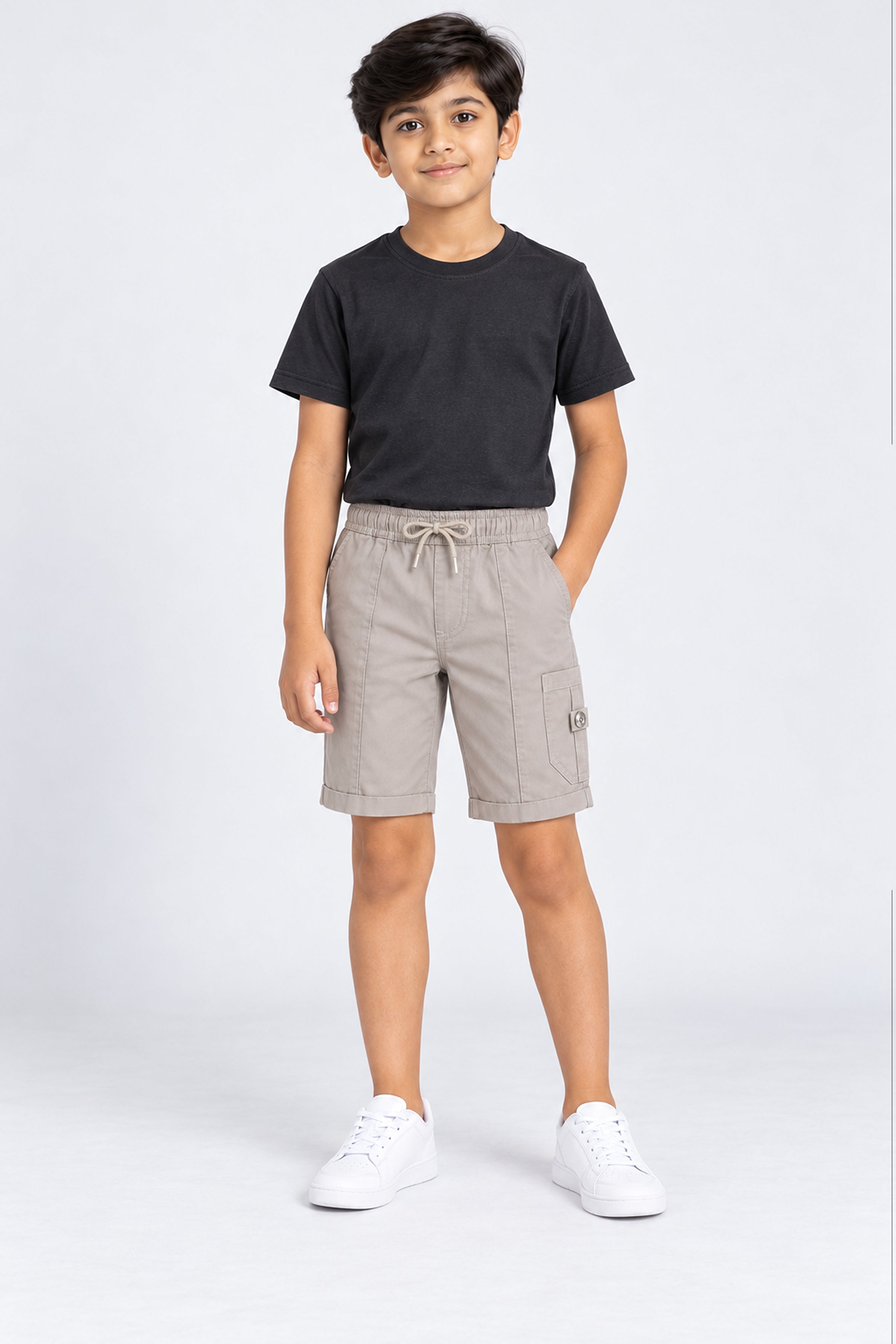 HUSTLE JUNIOR Loose Fit Cargo Short - Dark Gray