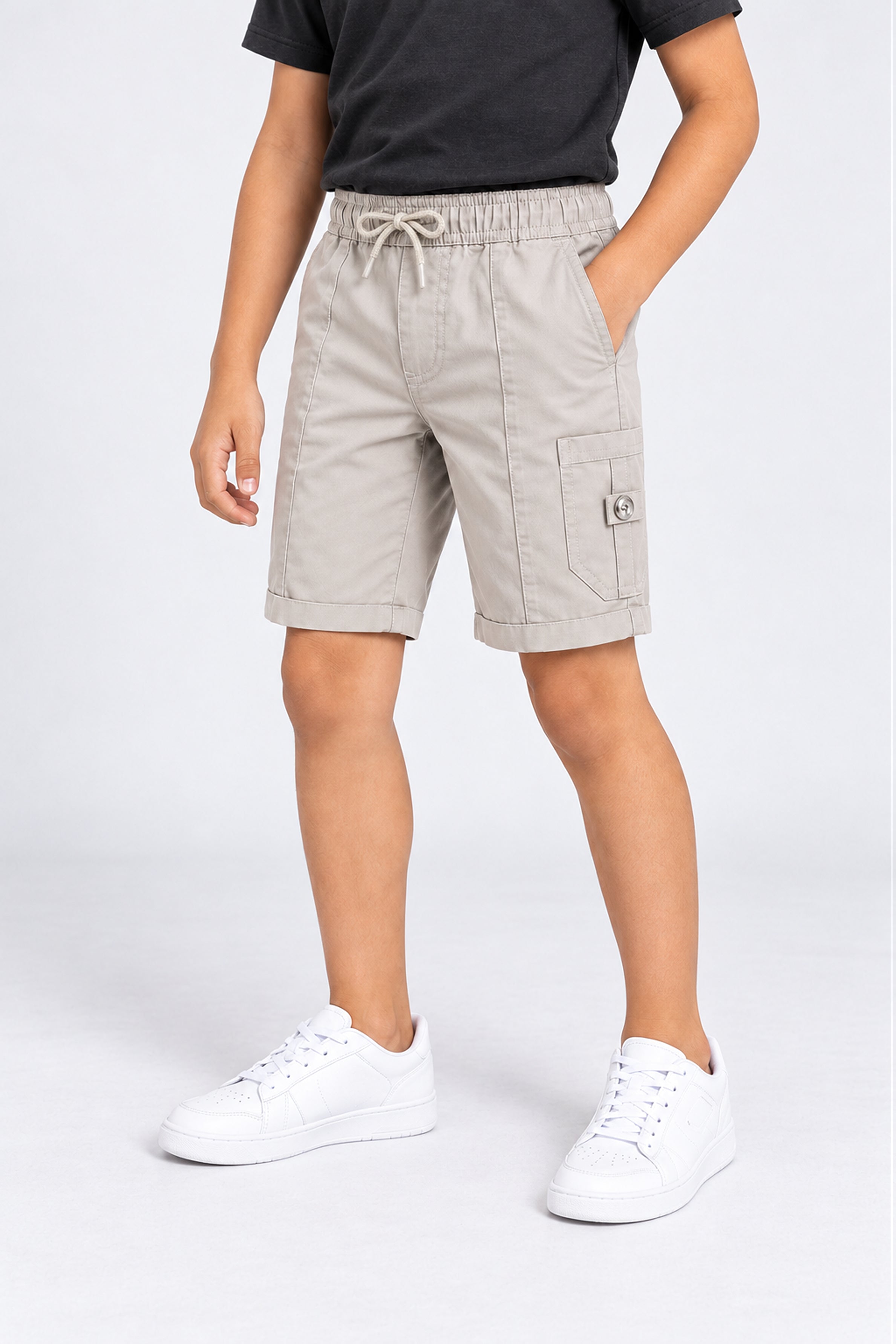 HUSTLE JUNIOR Loose Fit Cargo Short - Beige