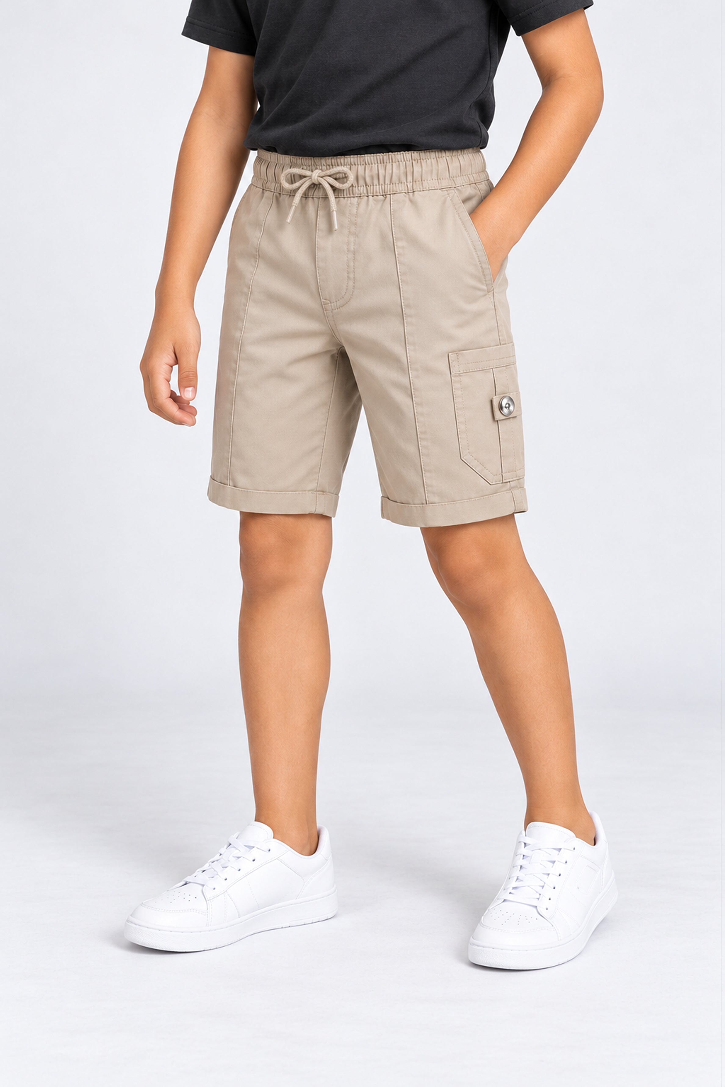 HUSTLE JUNIOR Loose Fit Cargo Short - Khaki