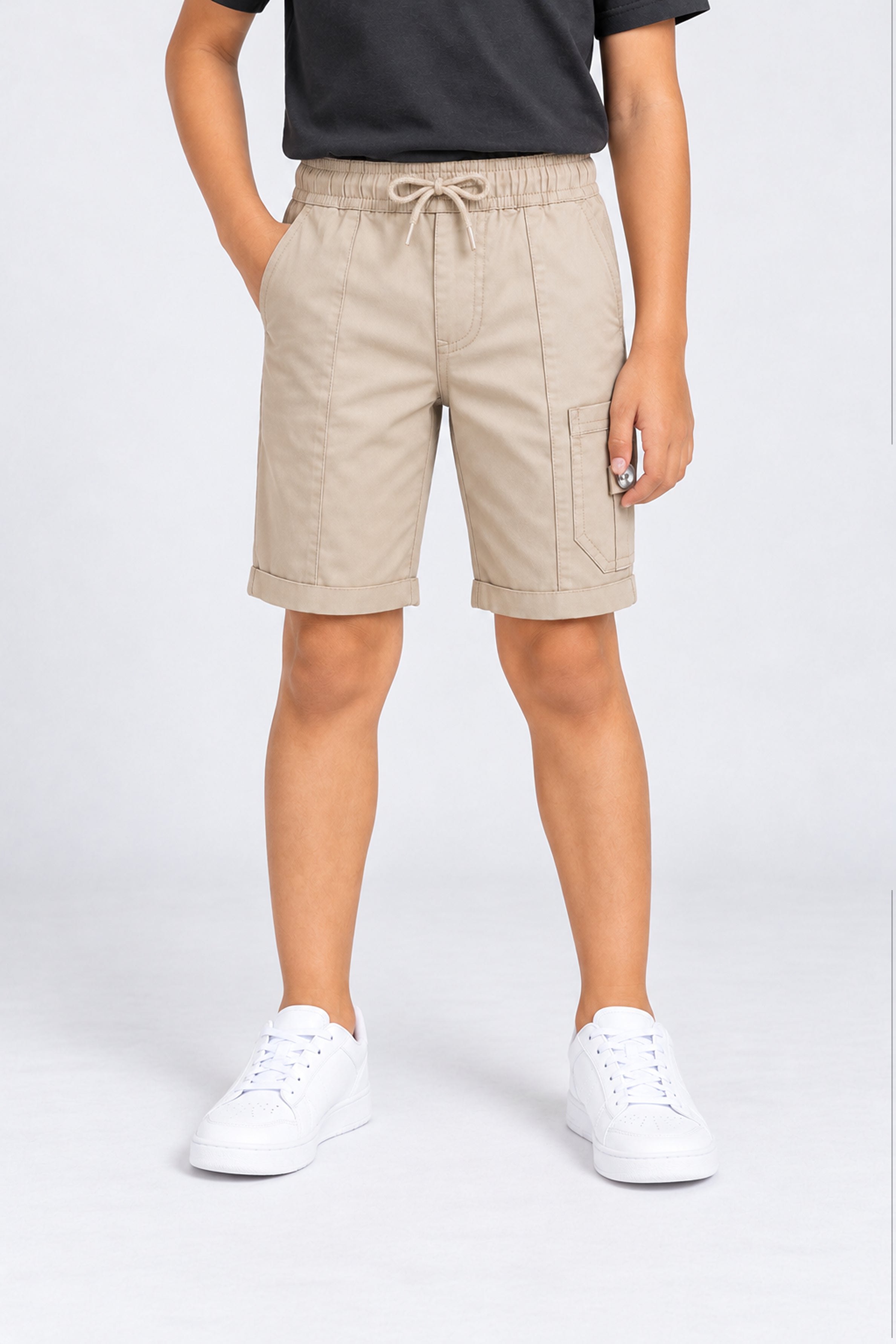 HUSTLE JUNIOR Loose Fit Cargo Short - Khaki