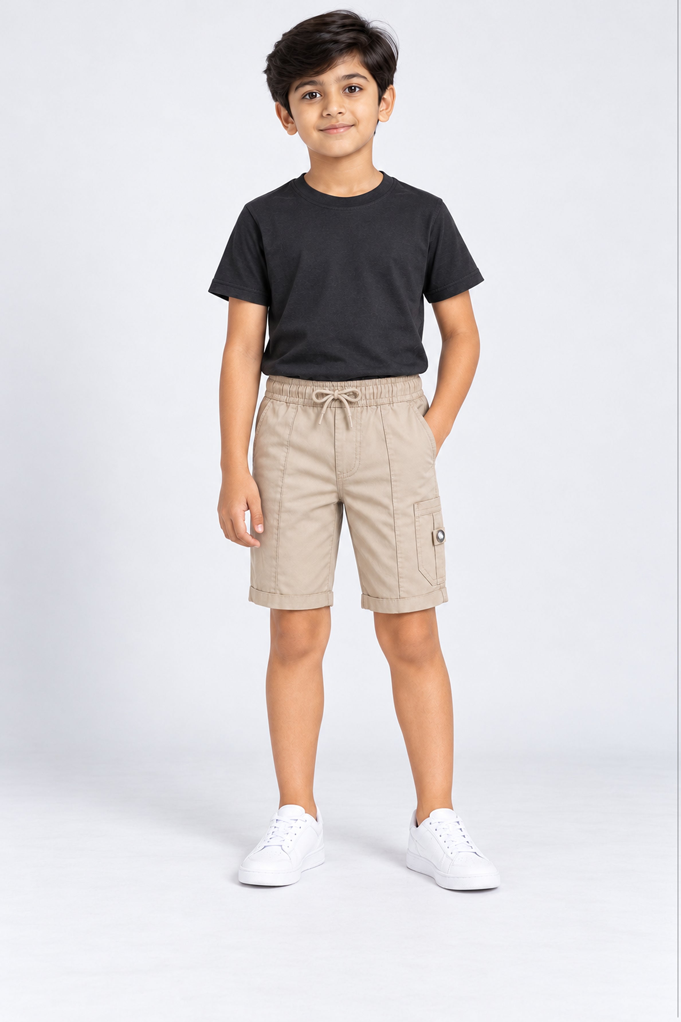 HUSTLE JUNIOR Loose Fit Cargo Short - Khaki