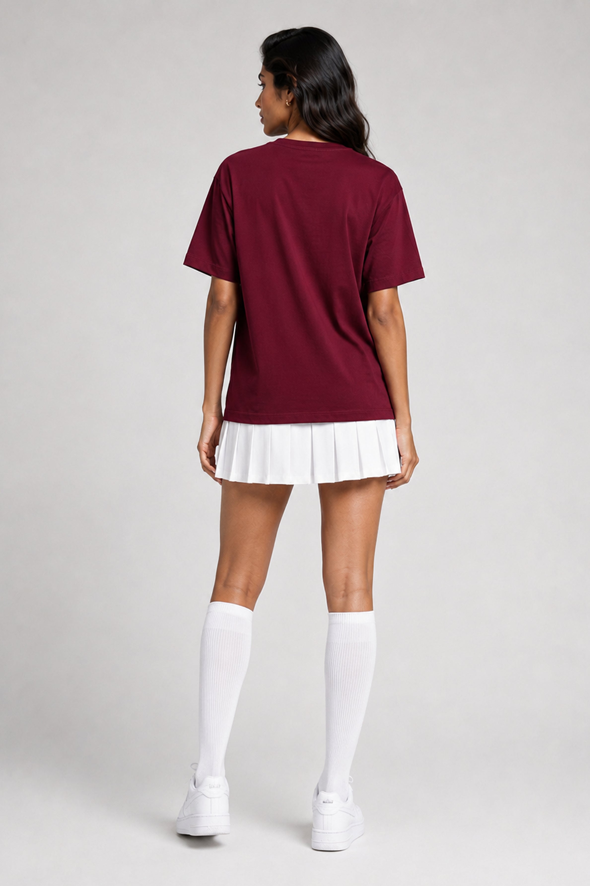 MODANO Pickleball Crew Neck Oversized Tees - Maroon
