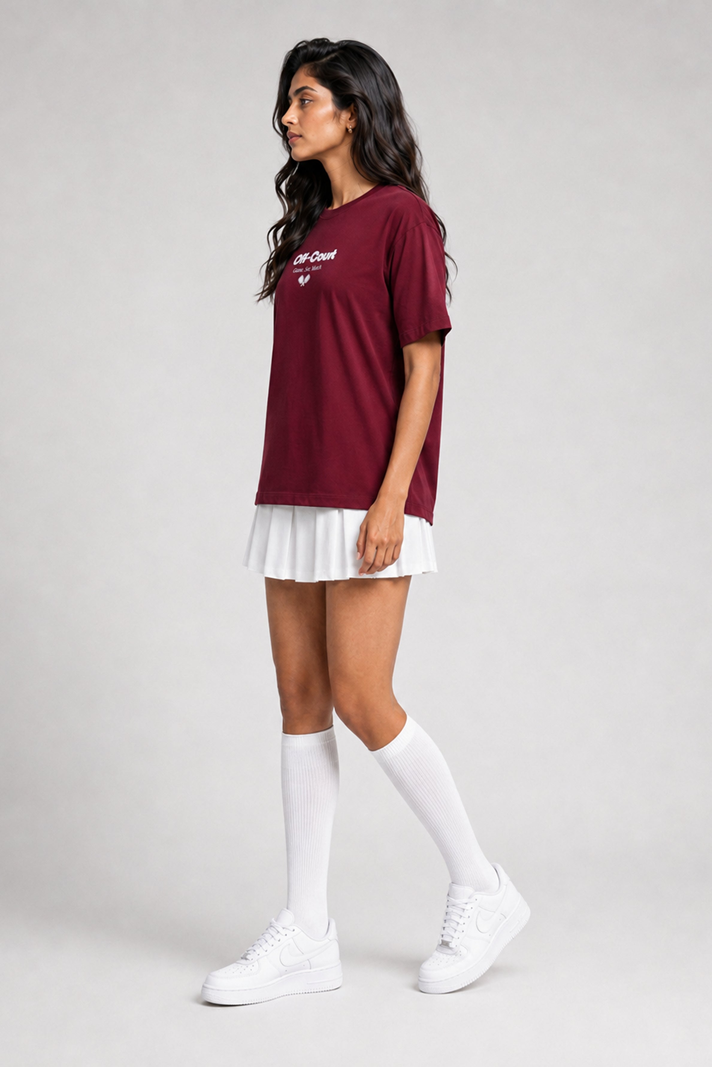 MODANO Pickleball Crew Neck Oversized Tees - Maroon