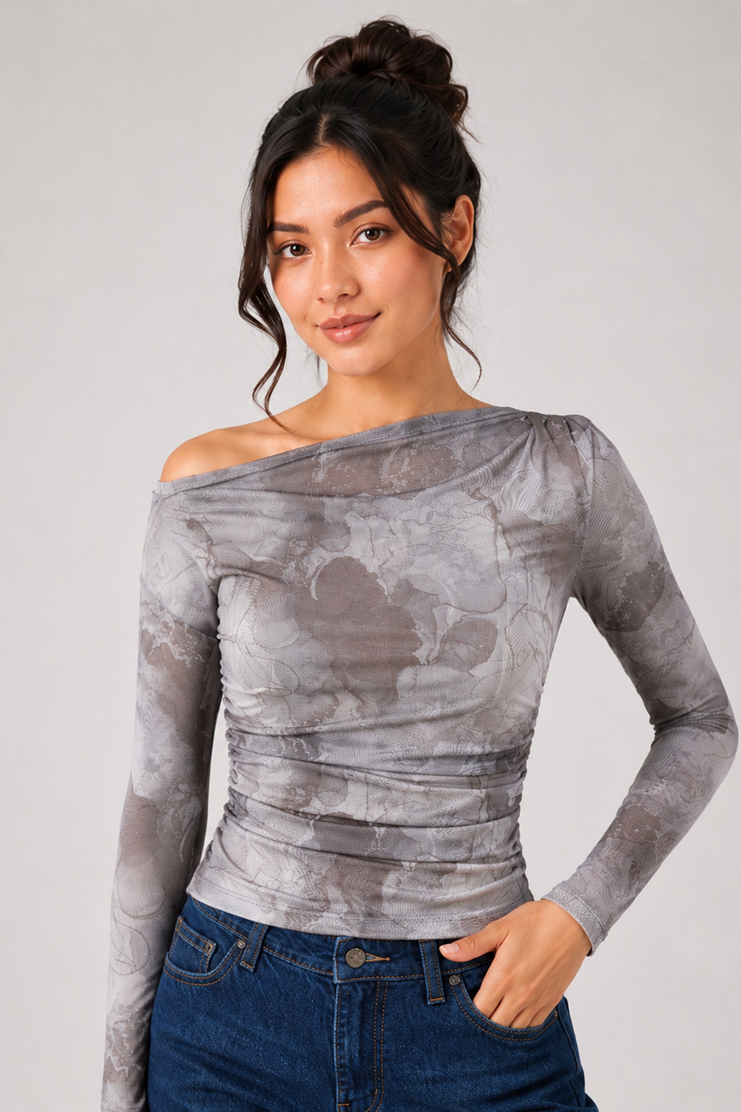 BASIC DROP MODANO Women's Casual Top - Wood Ash