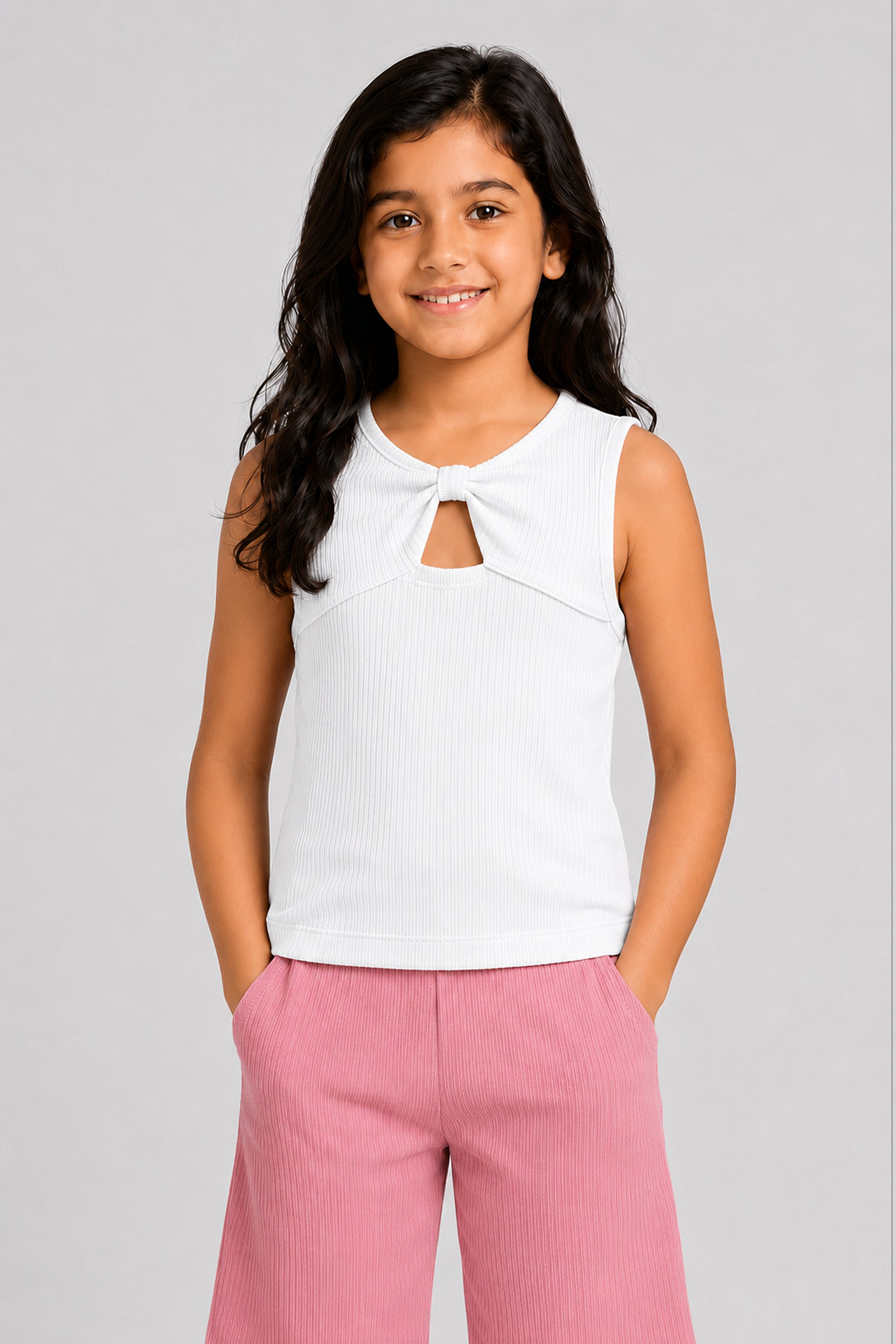 LITTLE MODANO Kid's Girls Top - White