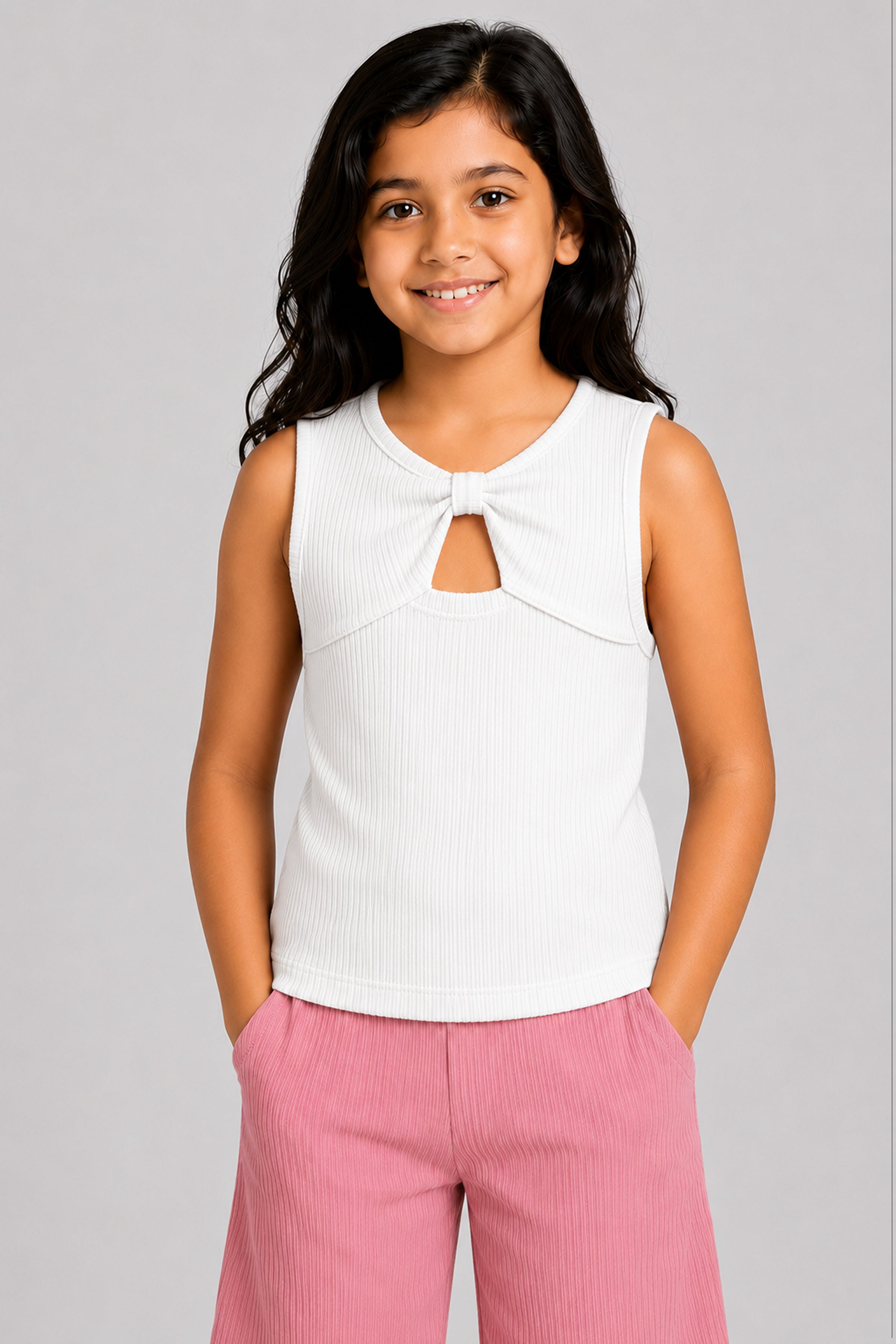 LITTLE MODANO Kid's Girls Top - White