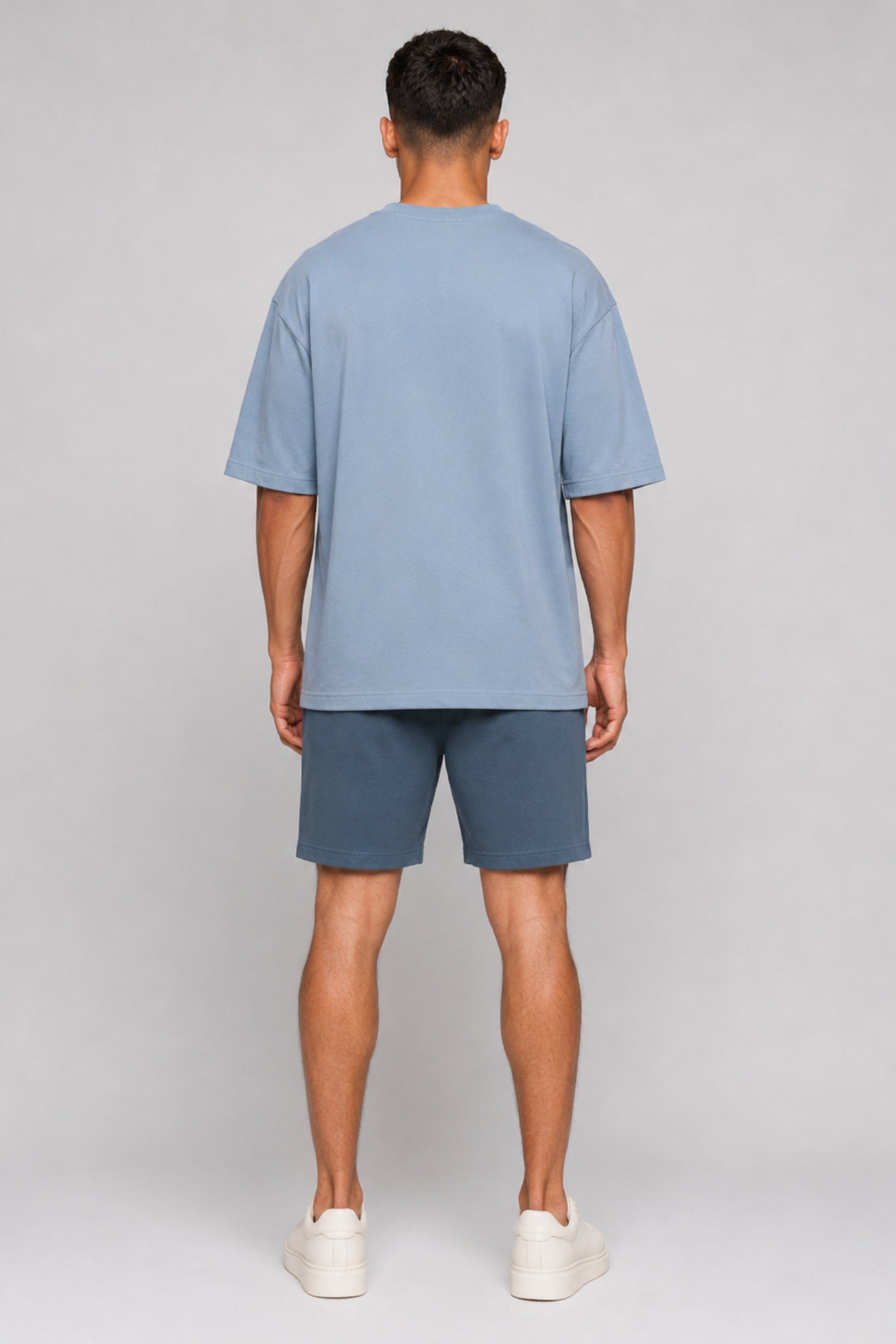 HUSTLE Men's Crew Neck Oversized Tees - Dull Blue