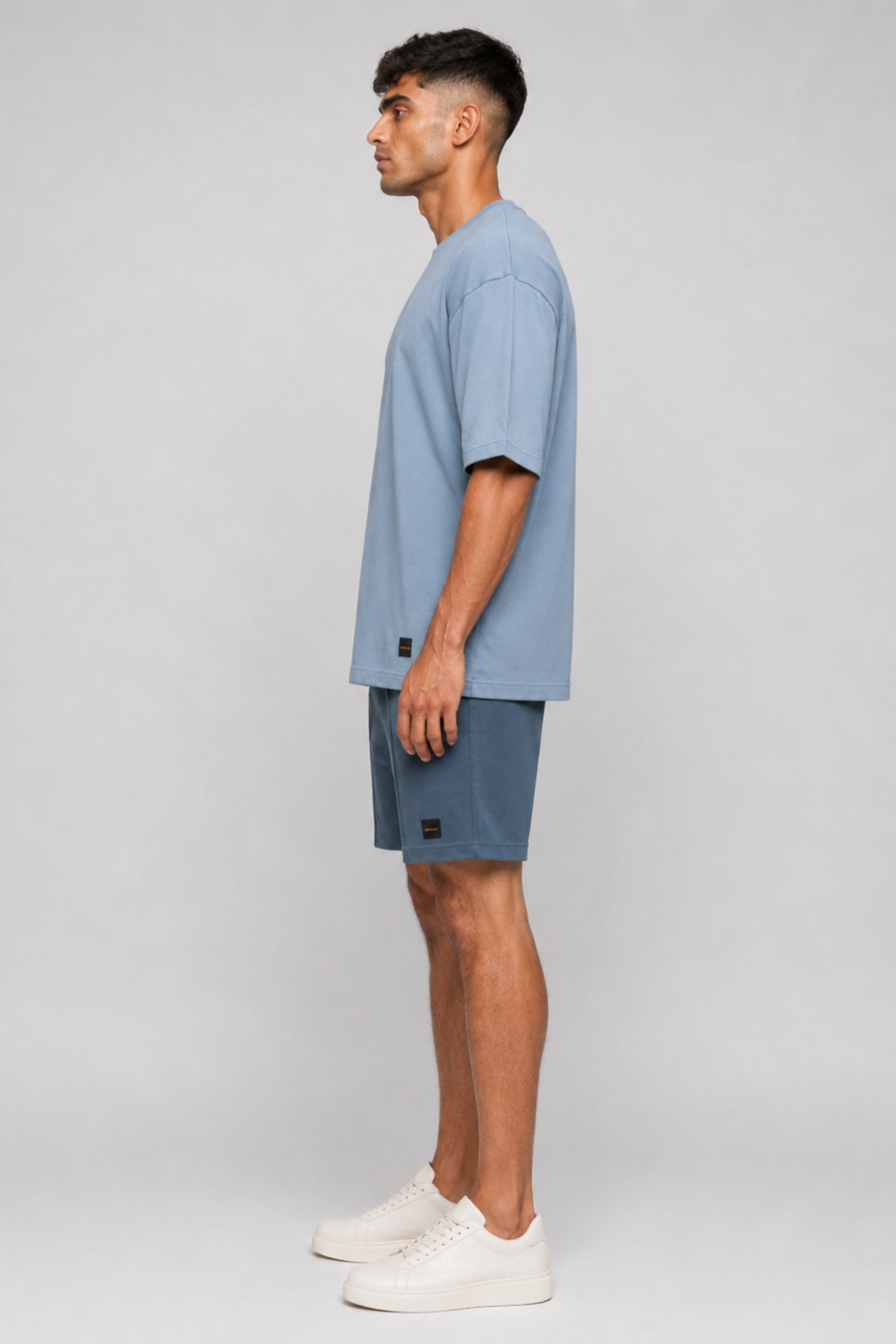 HUSTLE Men's Crew Neck Oversized Tees - Dull Blue