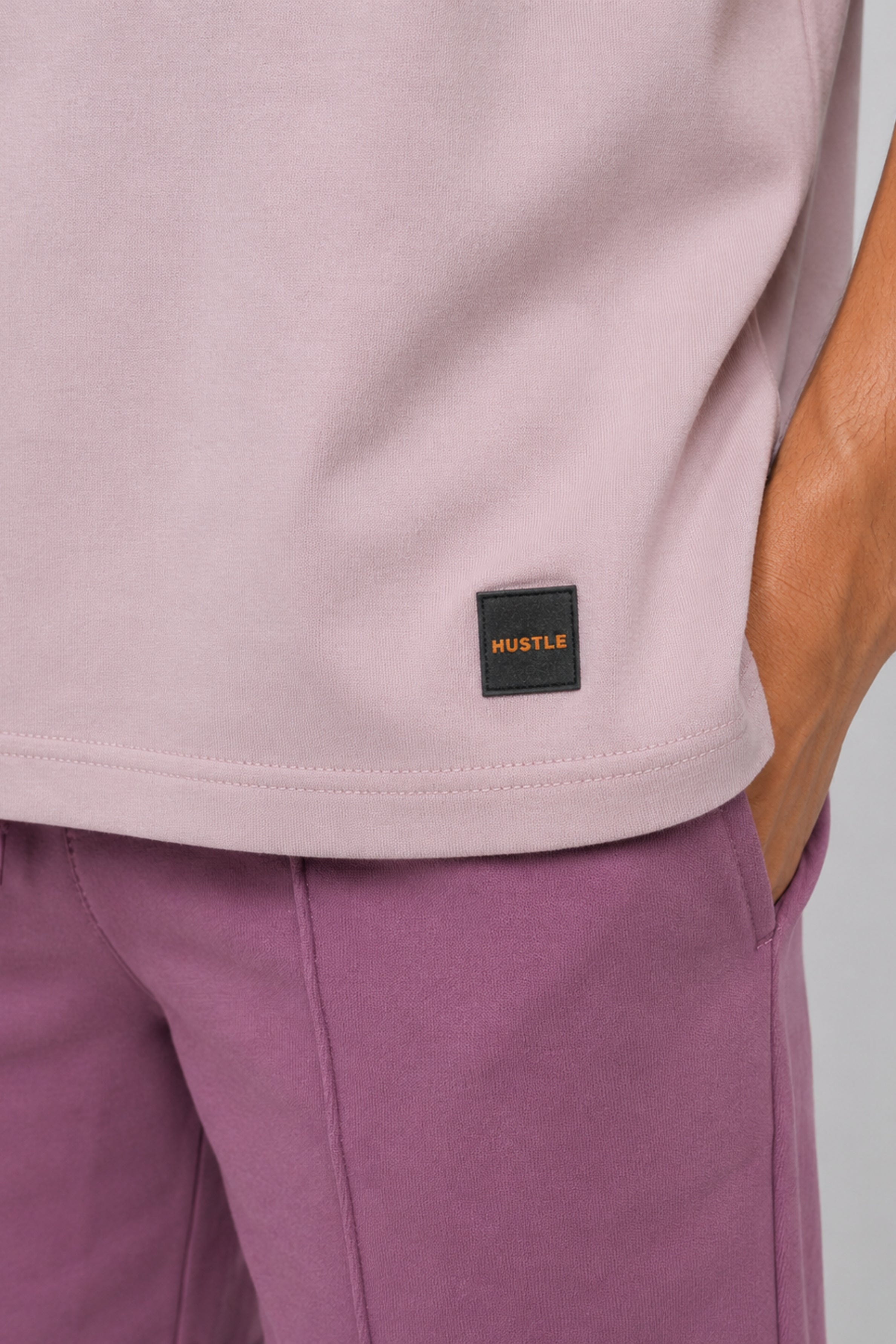 HUSTLE Men's Crew Neck Oversized Tees - Sand