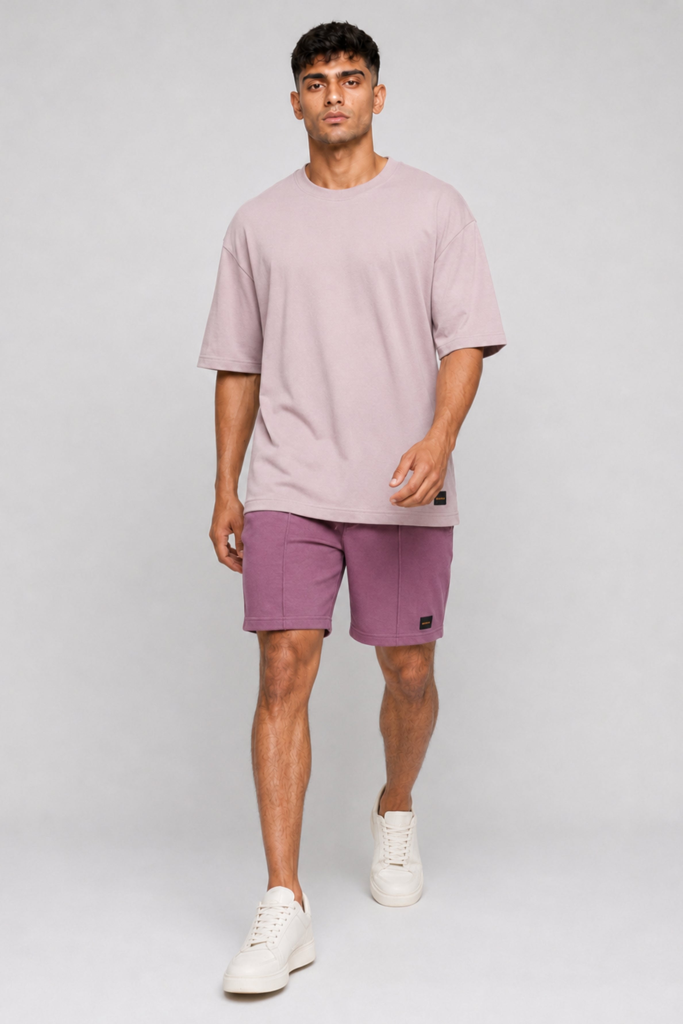HUSTLE Men's Crew Neck Oversized Tees - Sand