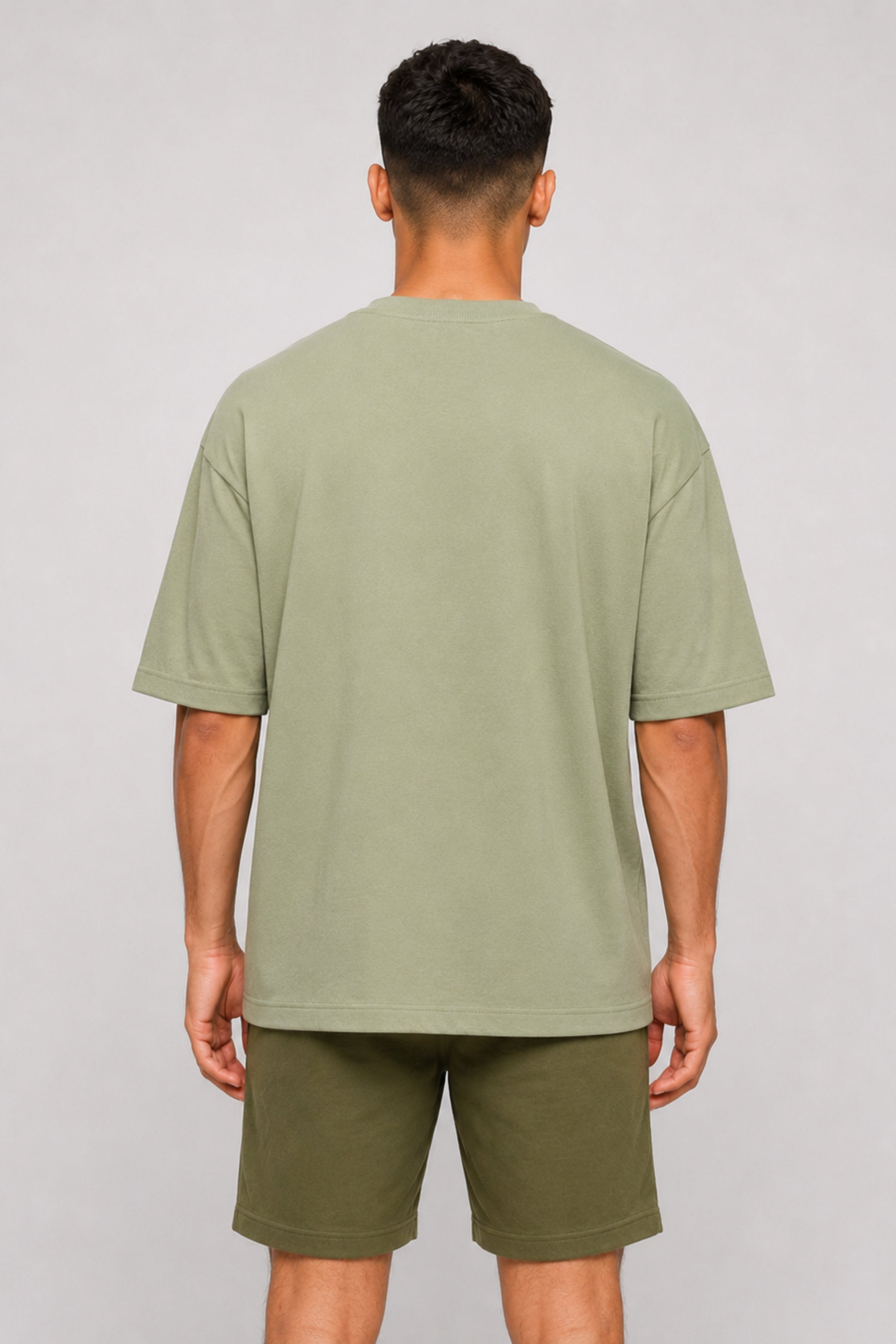 HUSTLE Men's Crew Neck Oversized Tees - Khaki