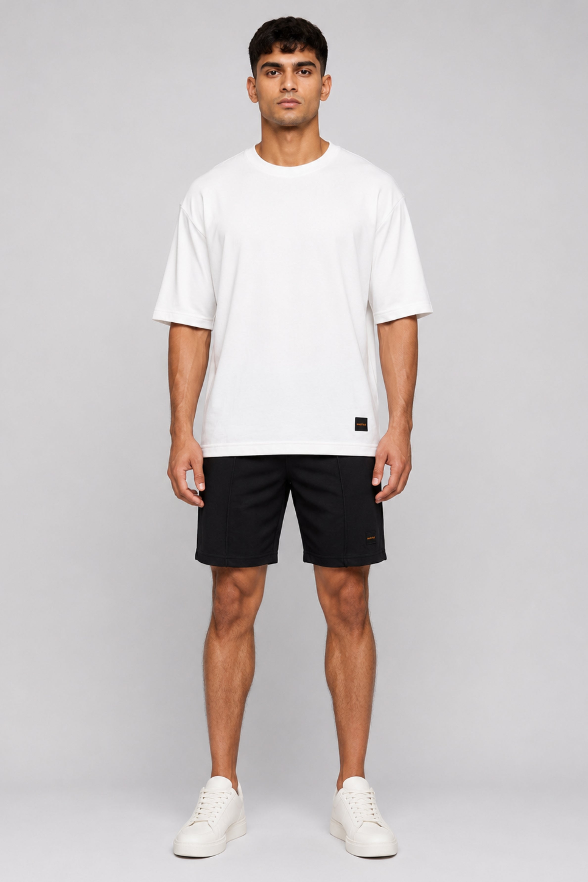 HUSTLE Men's Crew Neck Oversized Tees - White