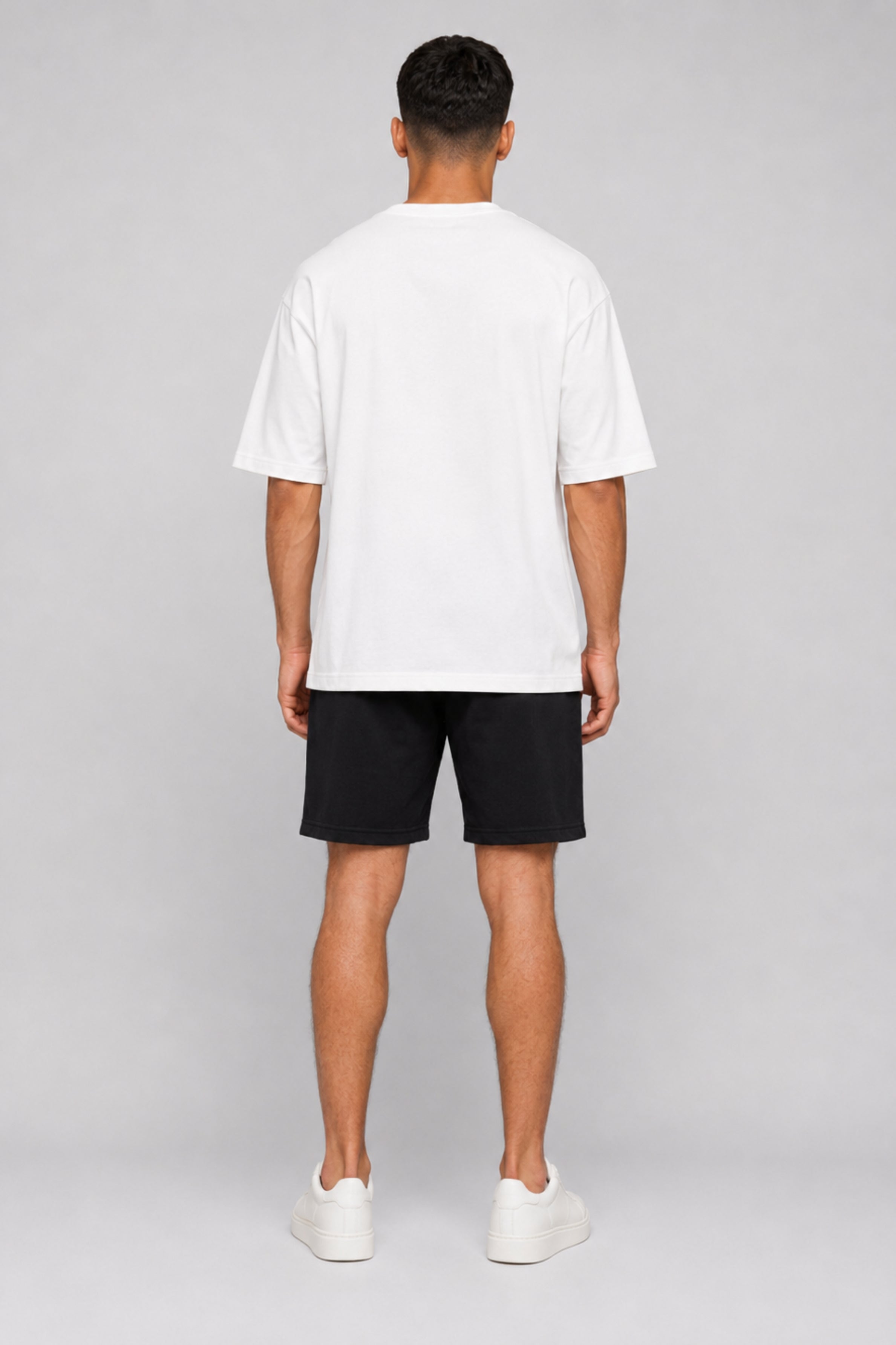 HUSTLE Men's Crew Neck Oversized Tees - White
