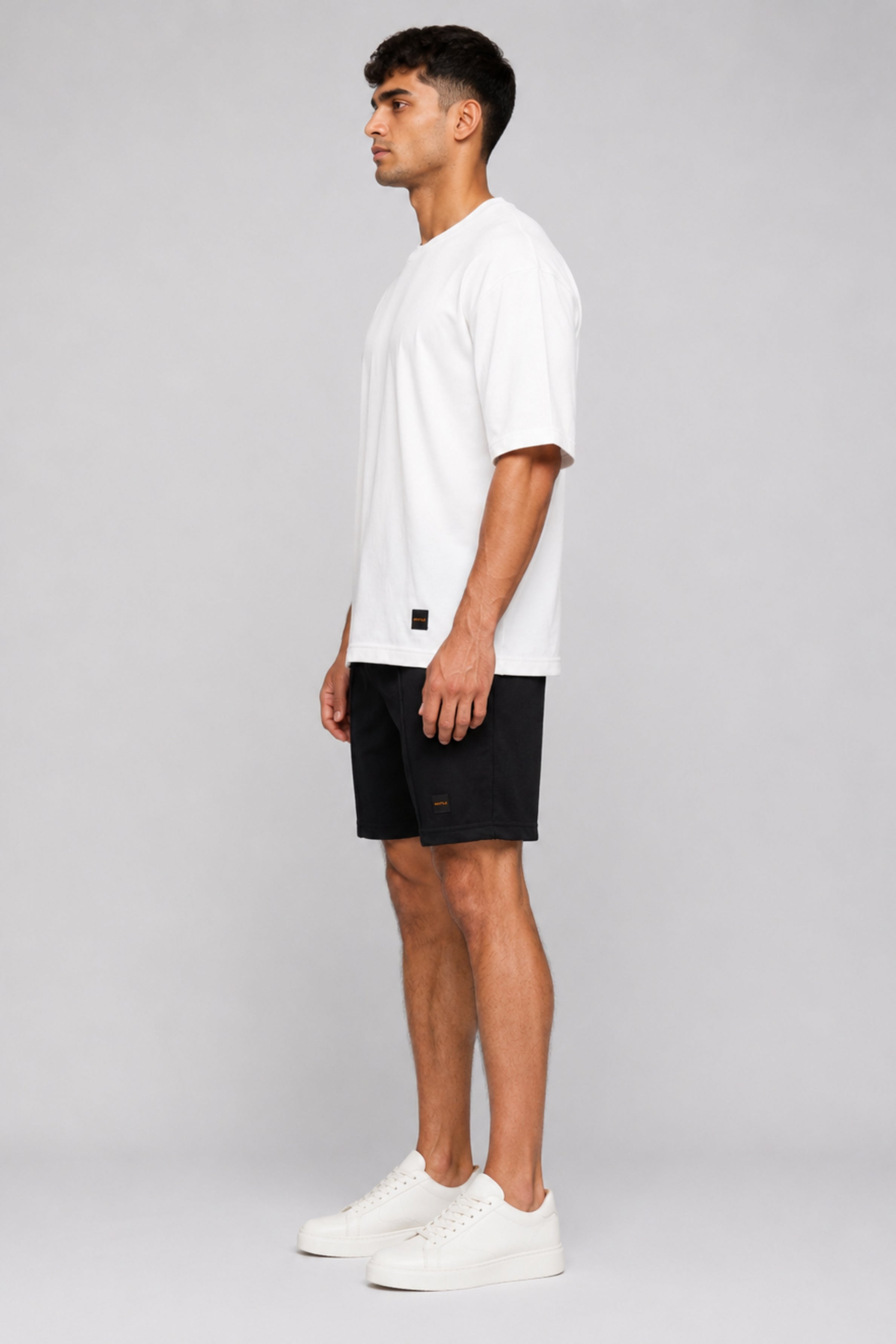 HUSTLE Men's Crew Neck Oversized Tees - White