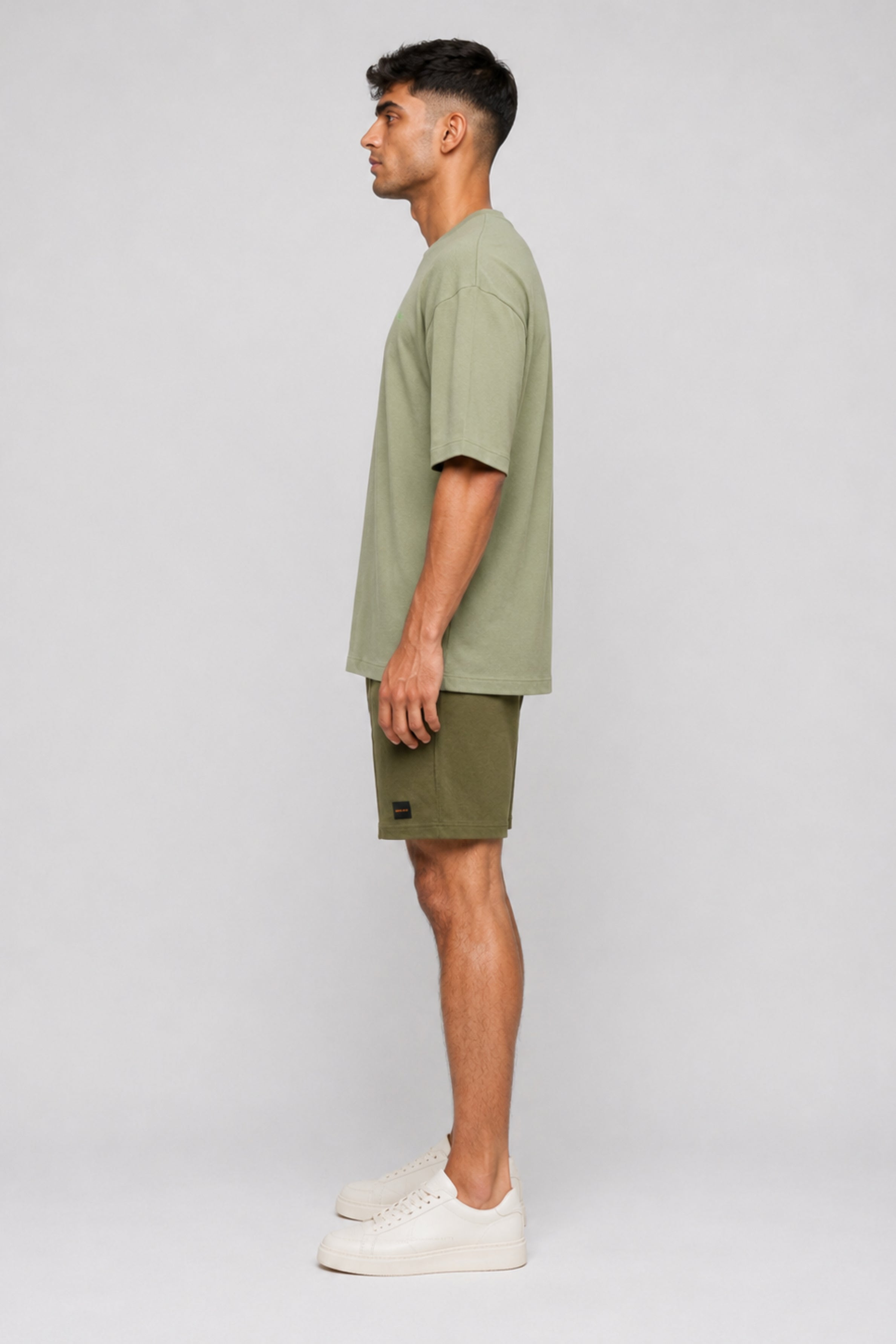 HUSTLE Men's Crew Neck Oversized Tees - Green