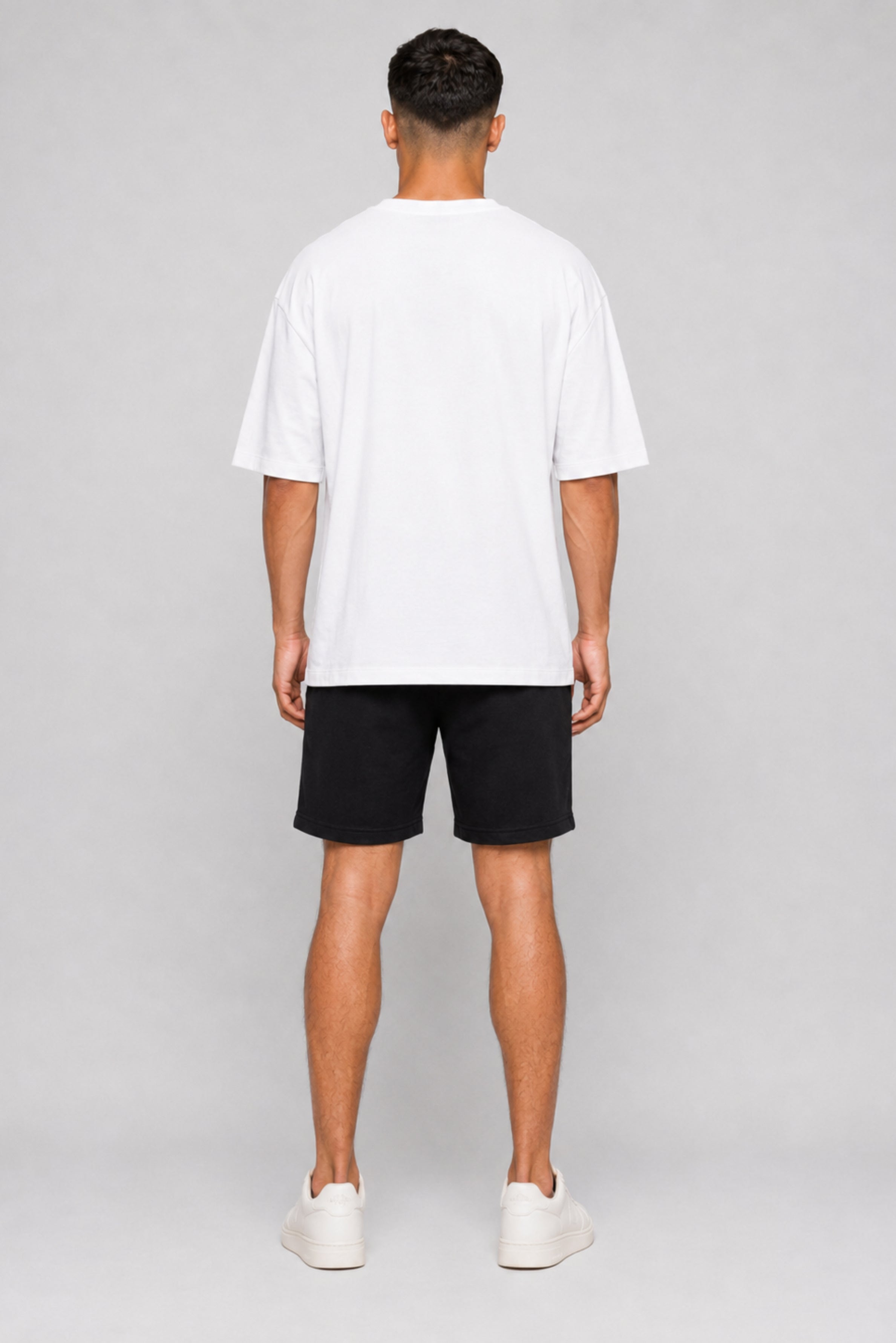 HUSTLE Men's Crew Neck Oversized Tees - White