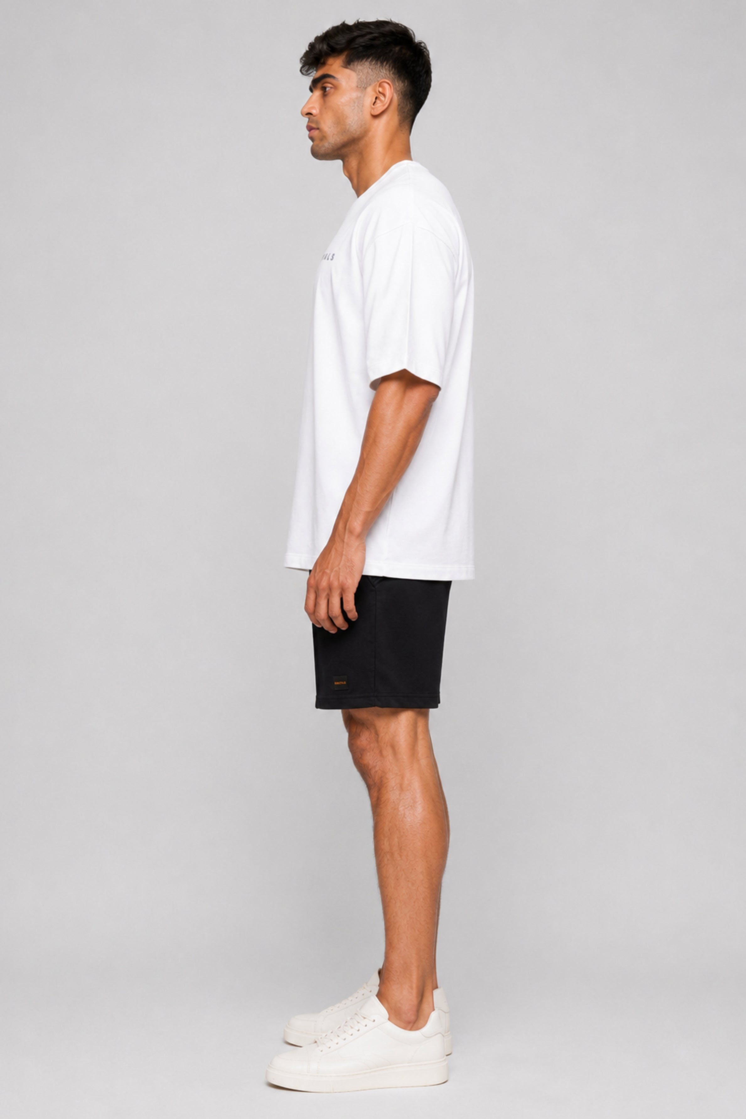 HUSTLE Men's Crew Neck Oversized Tees - White