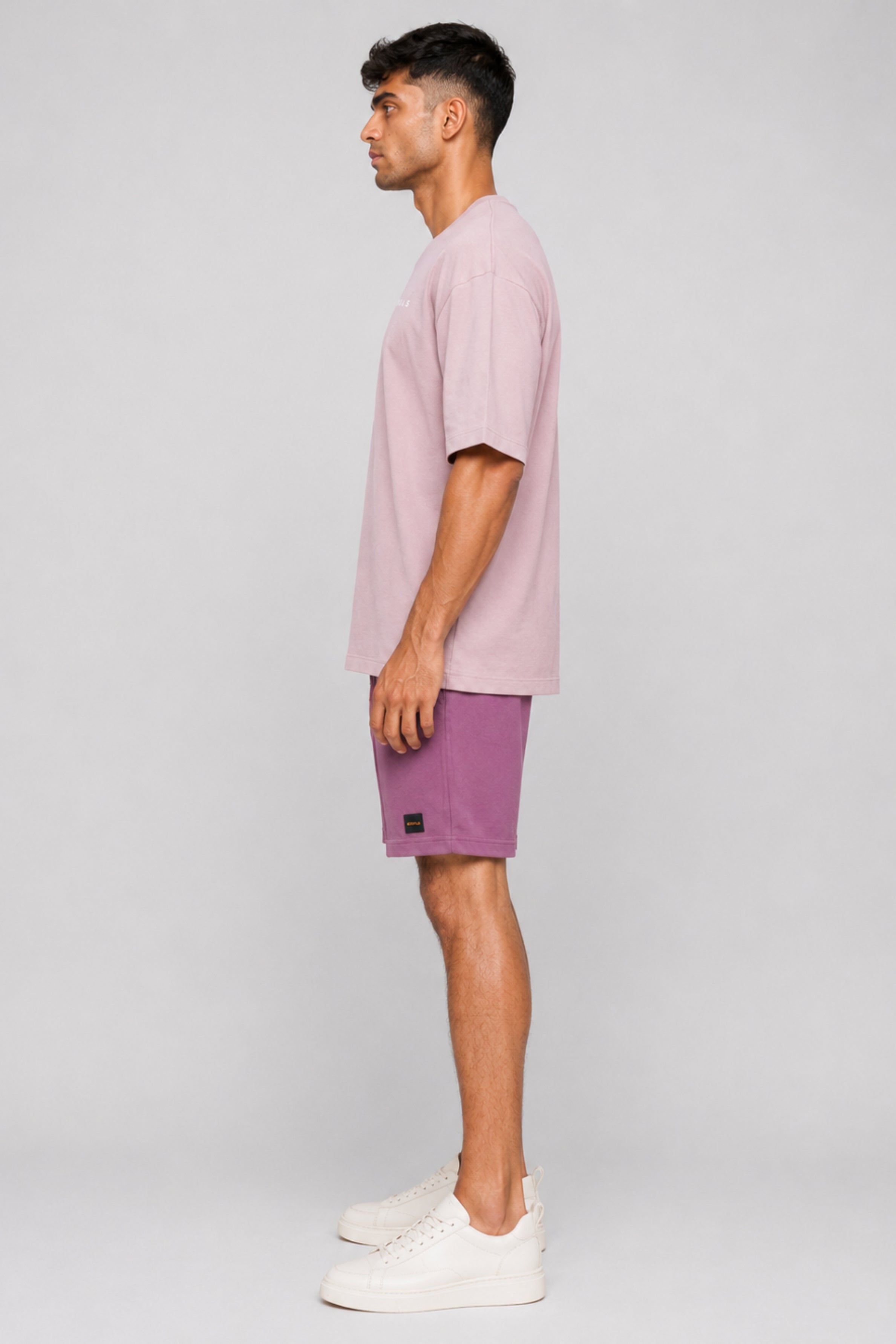 HUSTLE Men's Crew Neck Oversized Tees - Pink