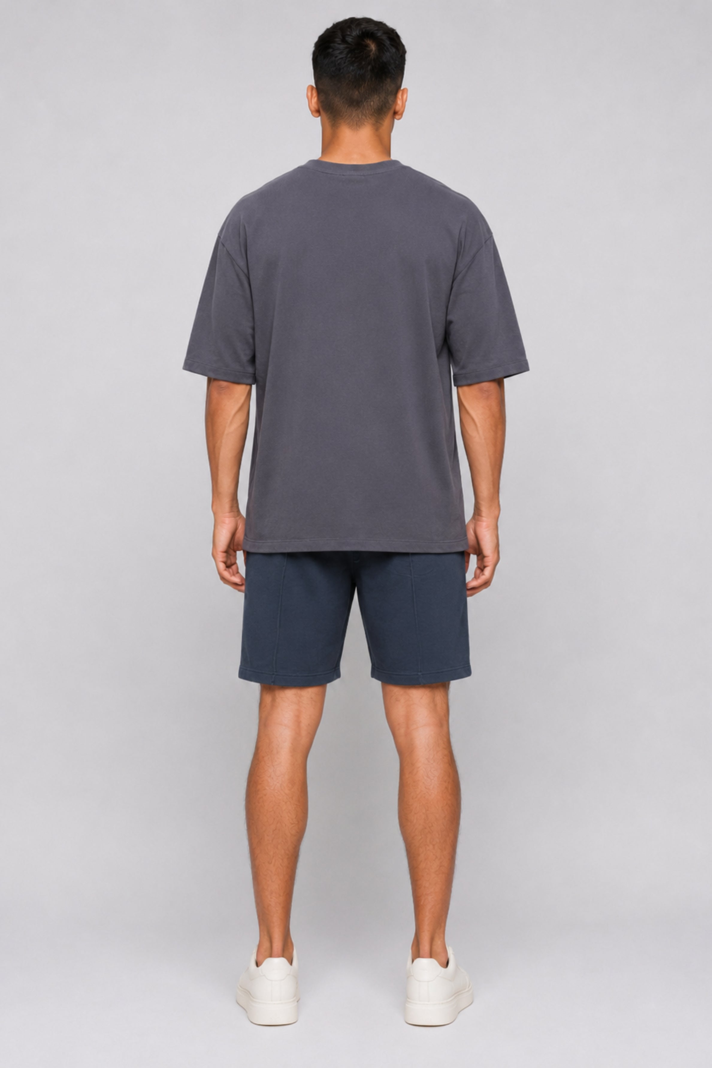 HUSTLE Men's Crew Neck Oversized Tees - Grey