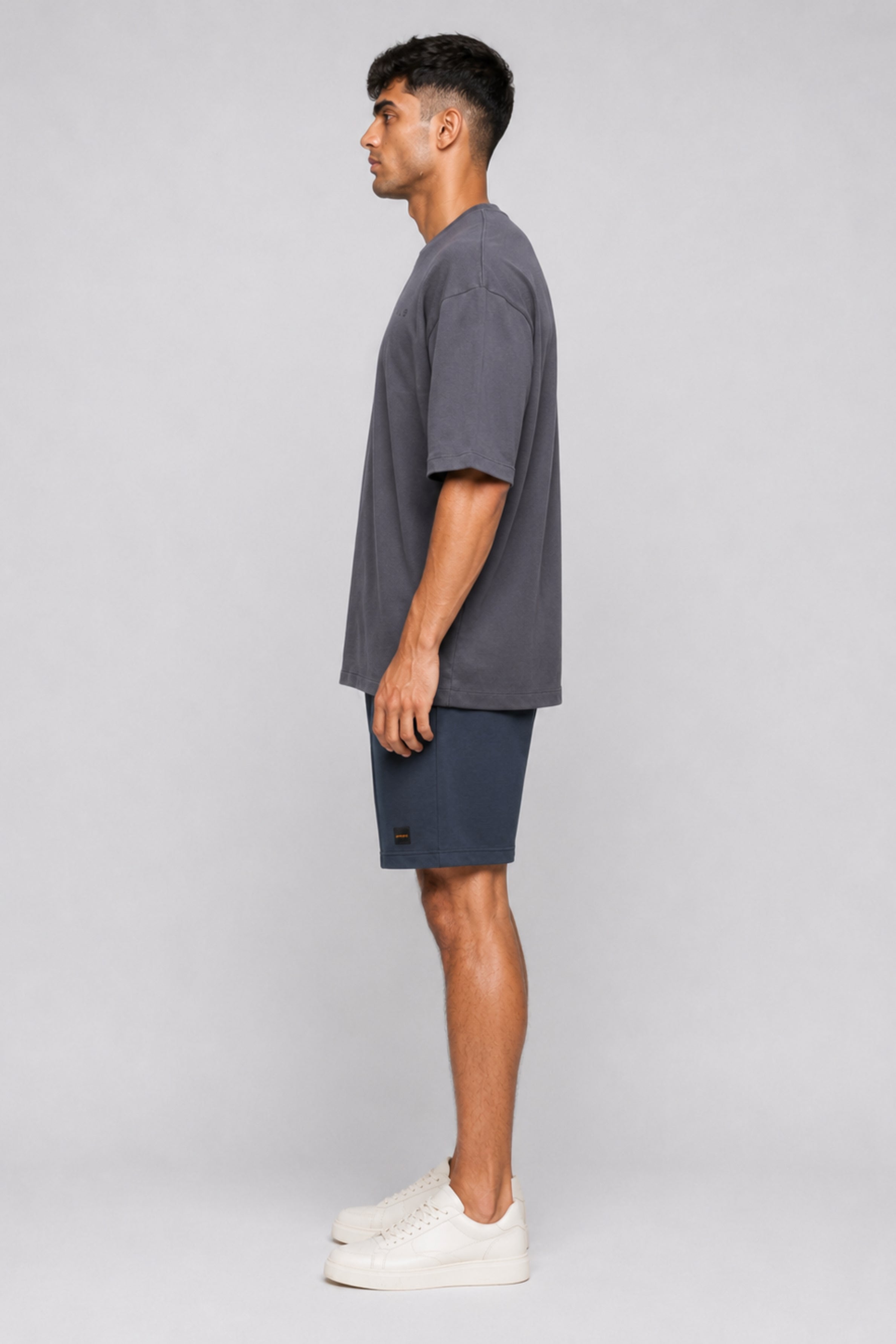 HUSTLE Essentials Men's Crew Neck Oversized Tees - Grey