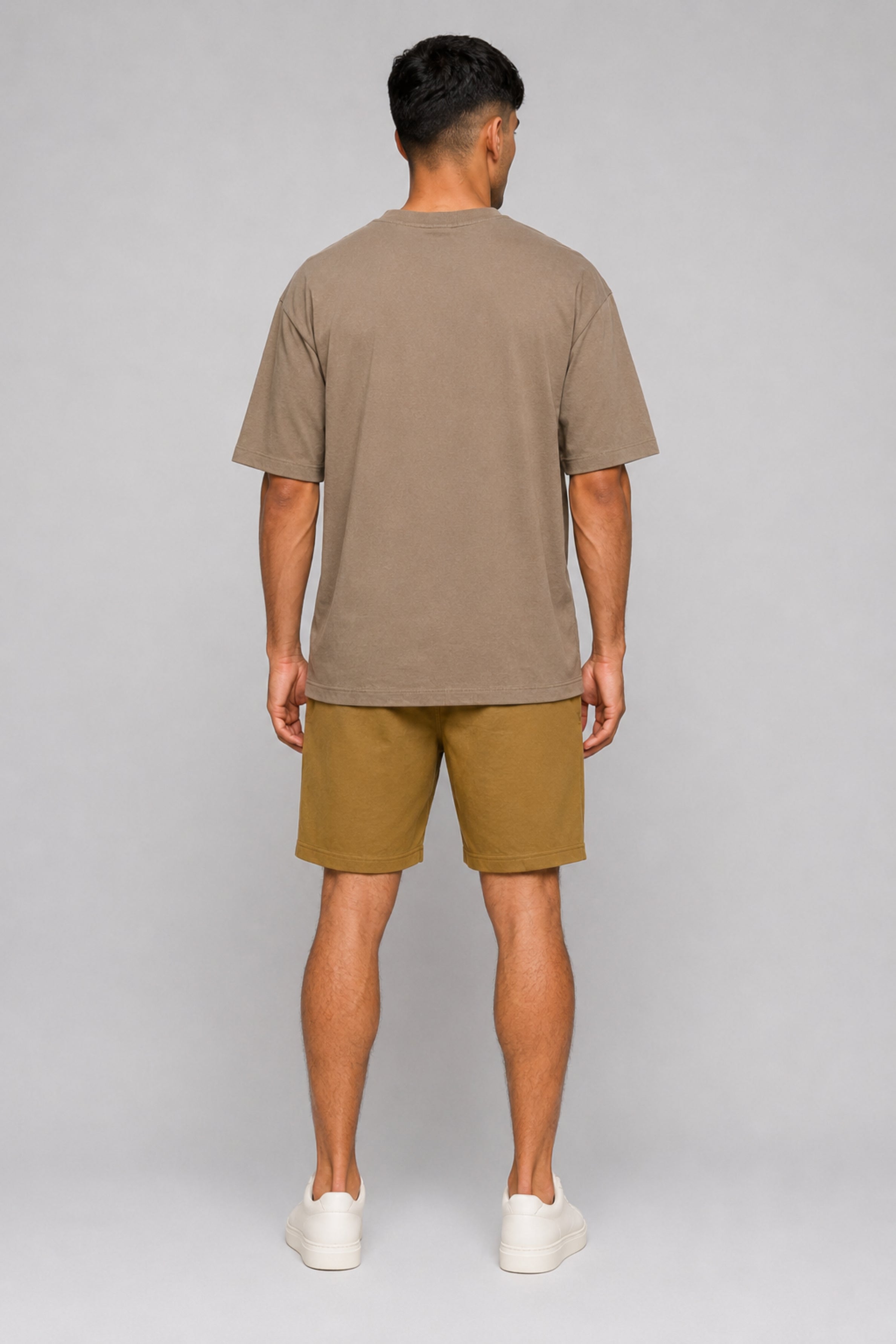 HUSTLE Men's Crew Neck Oversized Tees - Khaki